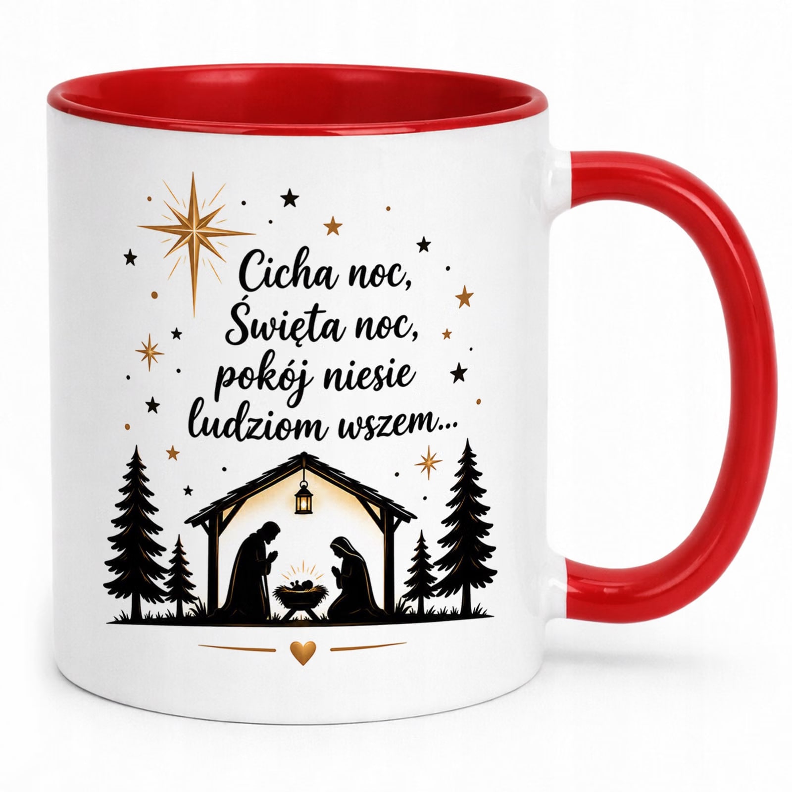 Kubek Czerwony Boże Narodzenie Mikołajki Święta Cicha Noc Prezent