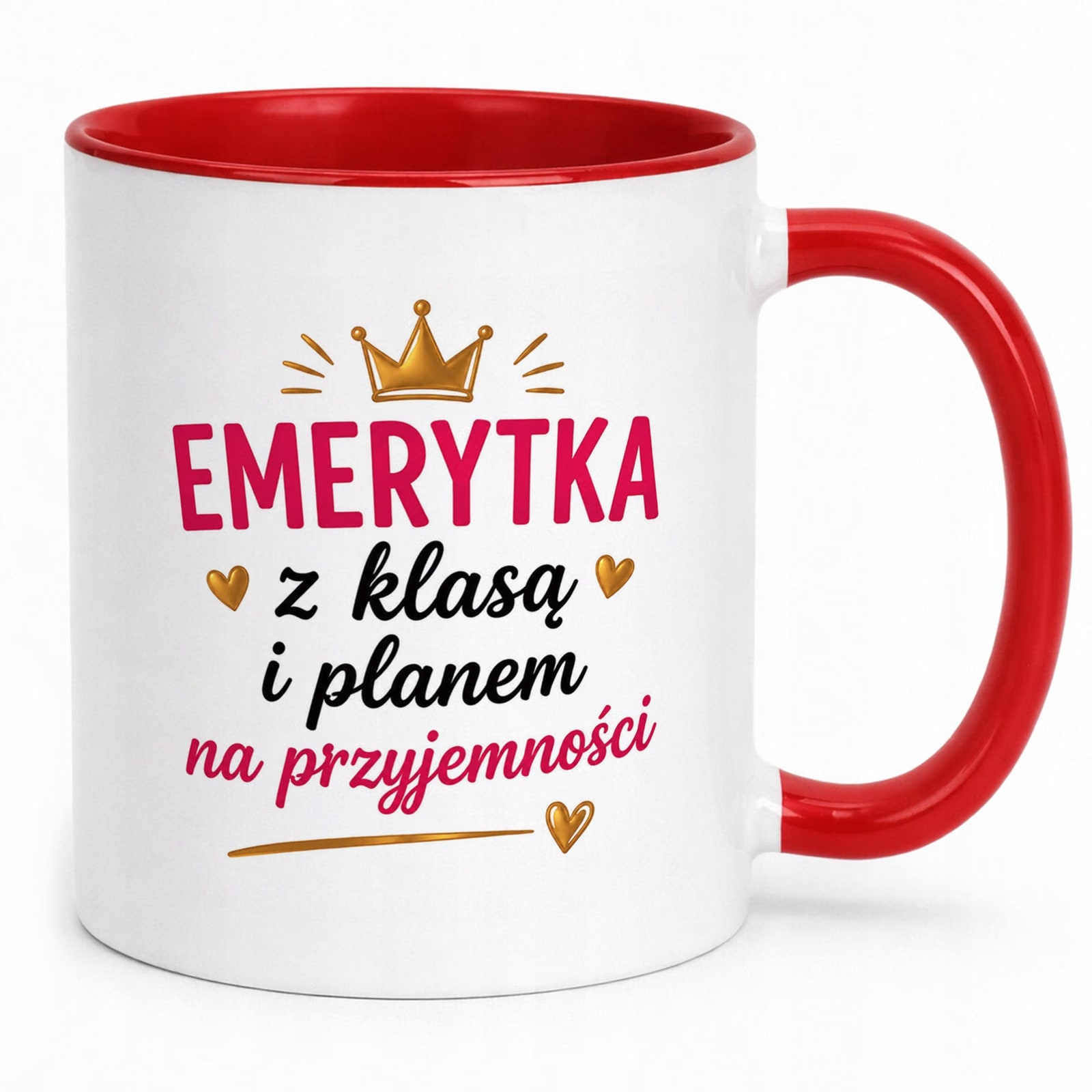 Kubek Czerwony z nadrukiem Emerytura Dla Emerytki Upominek Prezent