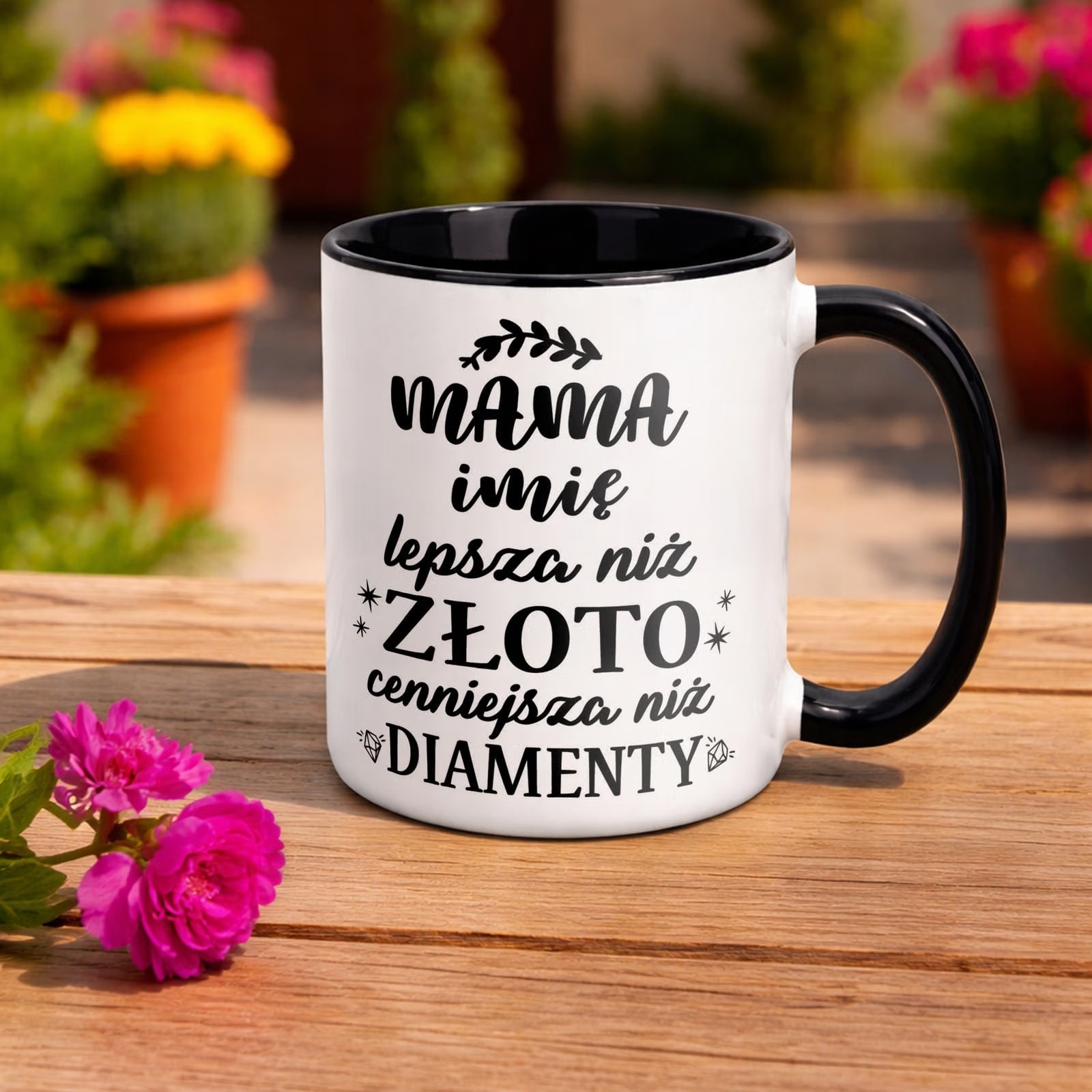 Kubek Czarny Personalizowany Dzień Matki Dla Mamy Prezent Upominek