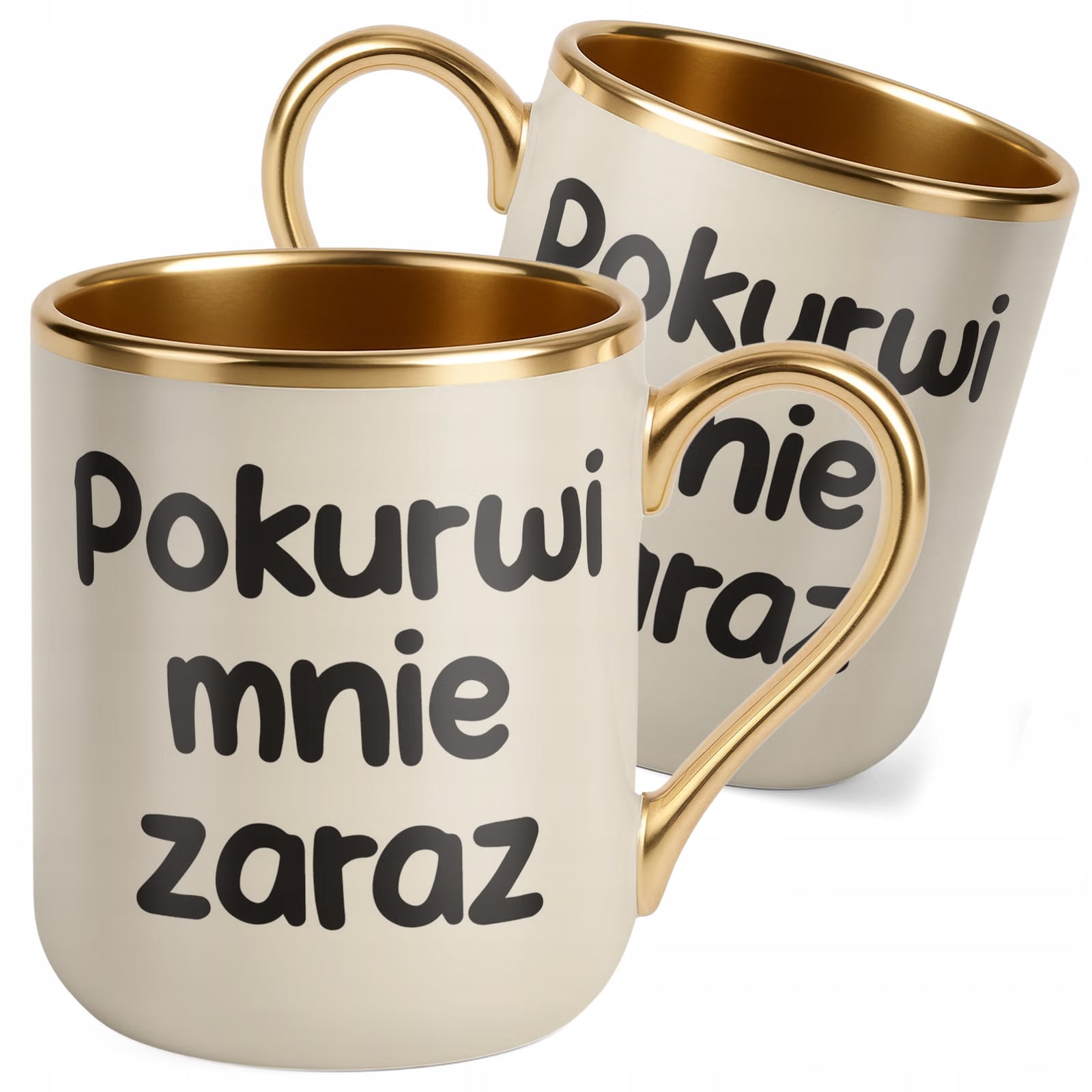 Kubek Premium Złoty Ecru Pok**wi Mnie Zaraz Śmieszny Zabawny