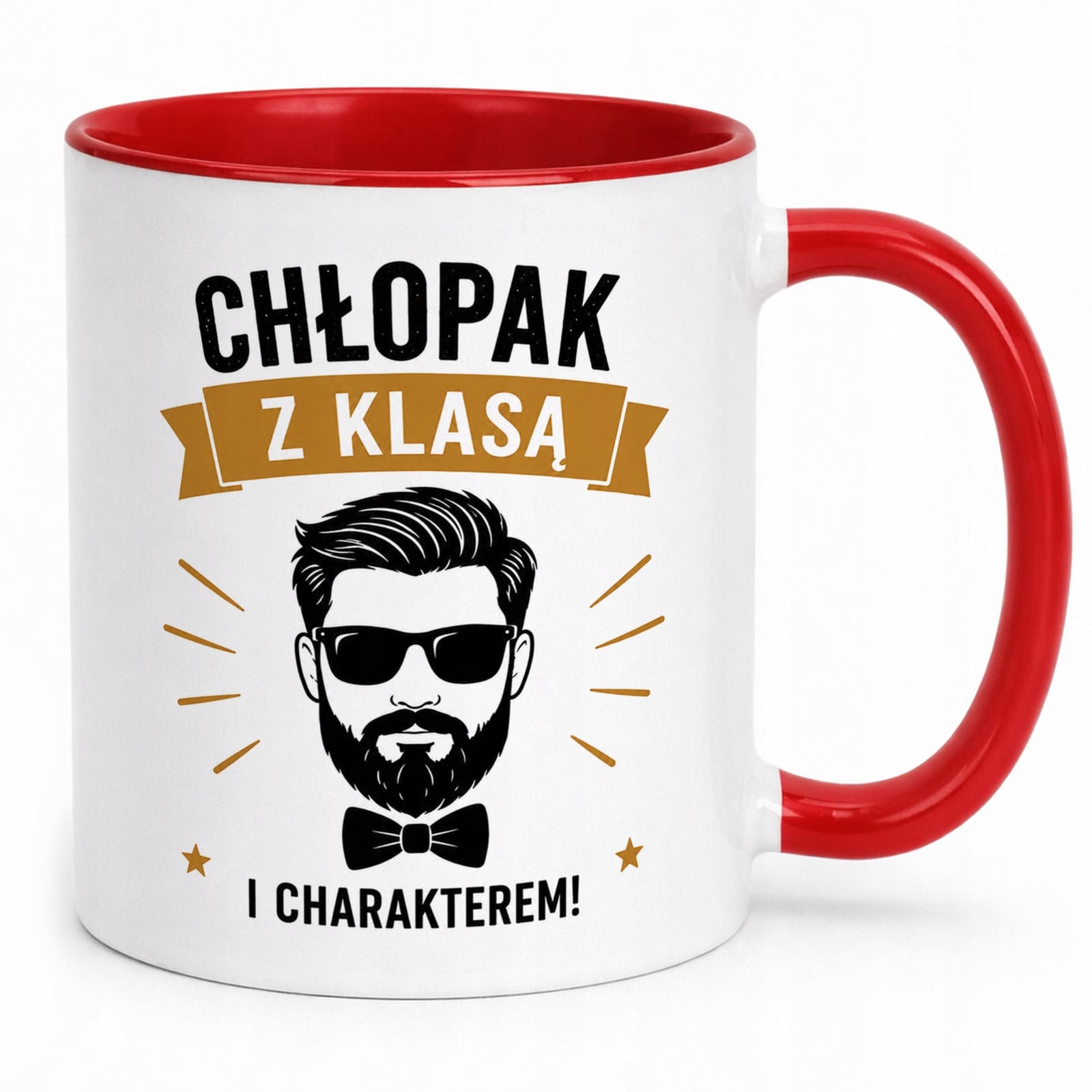 Czerwony Kubek z nadrukiem Dzień Chłopaka Mężczyzny Upominek Prezent