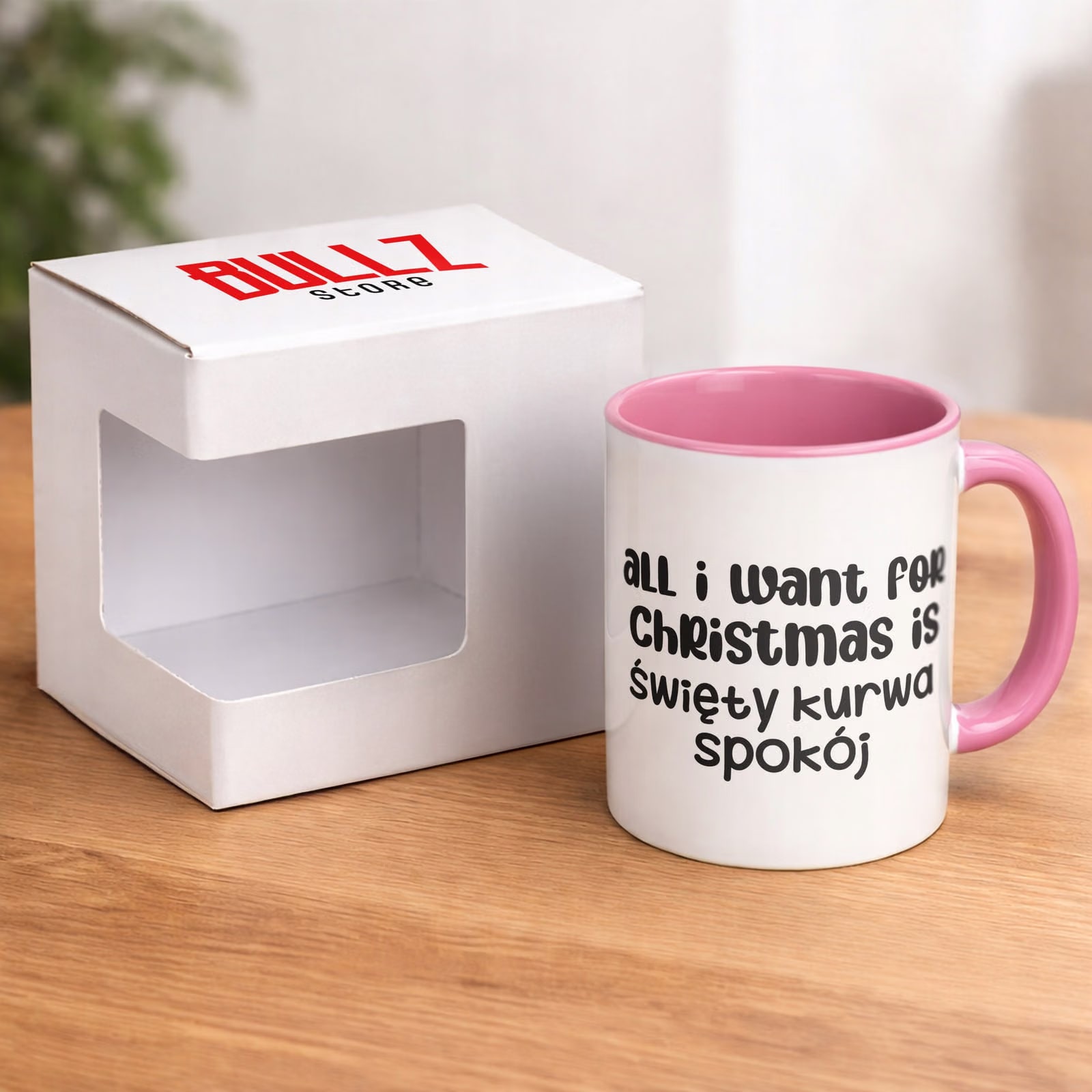 Kubek Różowy z Nadrukiem Boże Narodzenie All I Want For Christmas Prezent