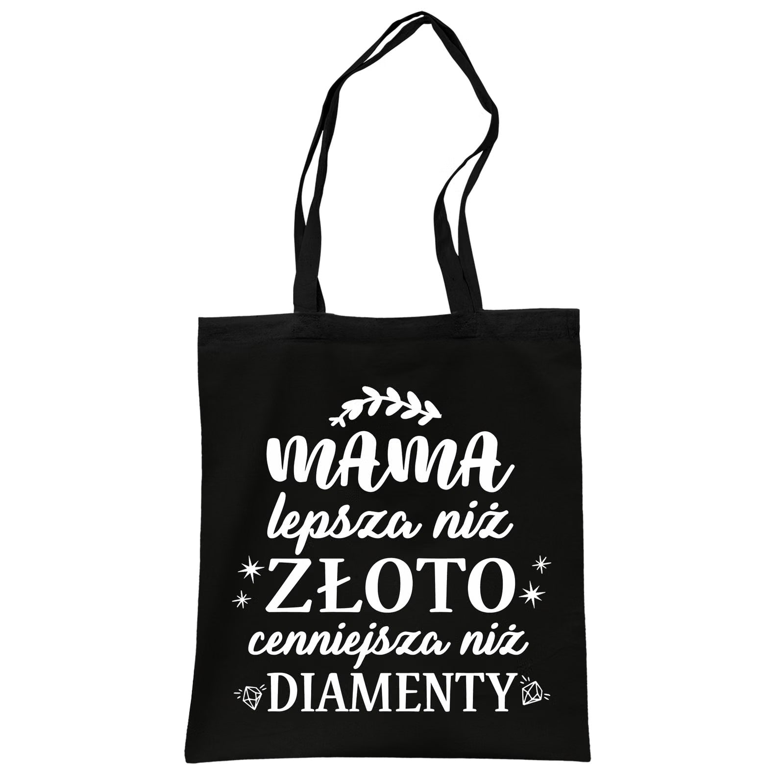 Torba bawełniana czarna na zakupy Dzień Matki Dla Mamy Prezent