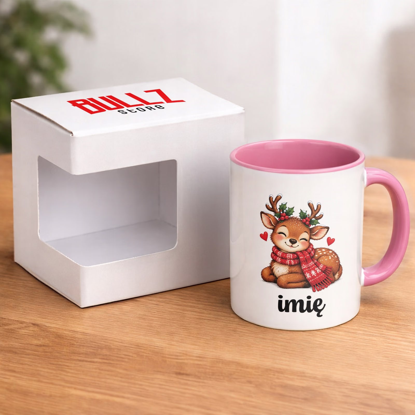 Kubek Różowy Personalizowany z Nadrukiem Boże Narodzenie Święta Prezent