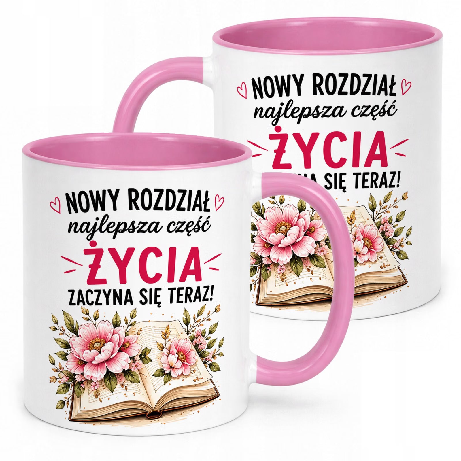 Kubek Różowy z nadrukiem Emerytura Dla Emerytki Upominek Prezent