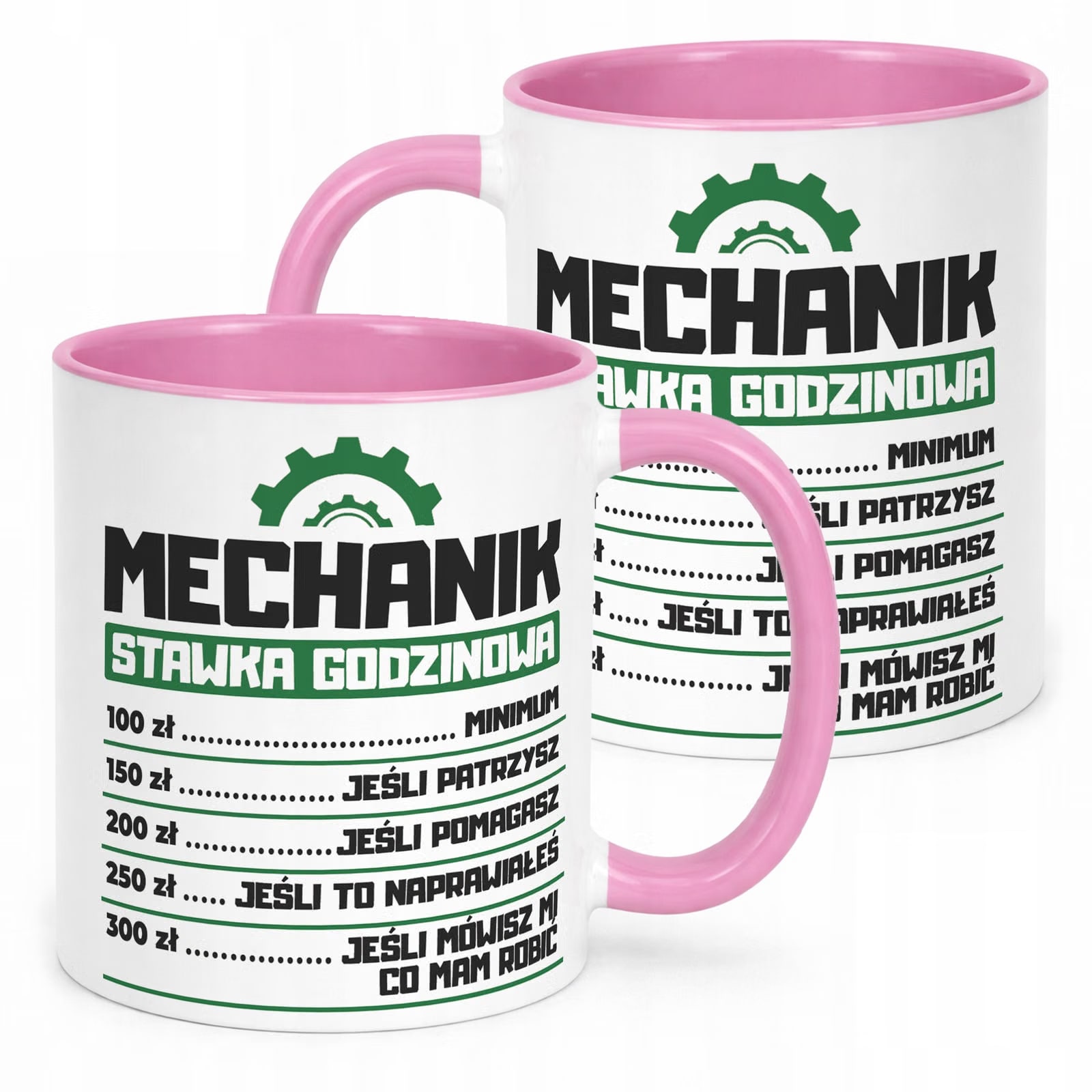 Kubek Różowy Mechanik Stawka Godzinowa Zabawny Prezent Upominek