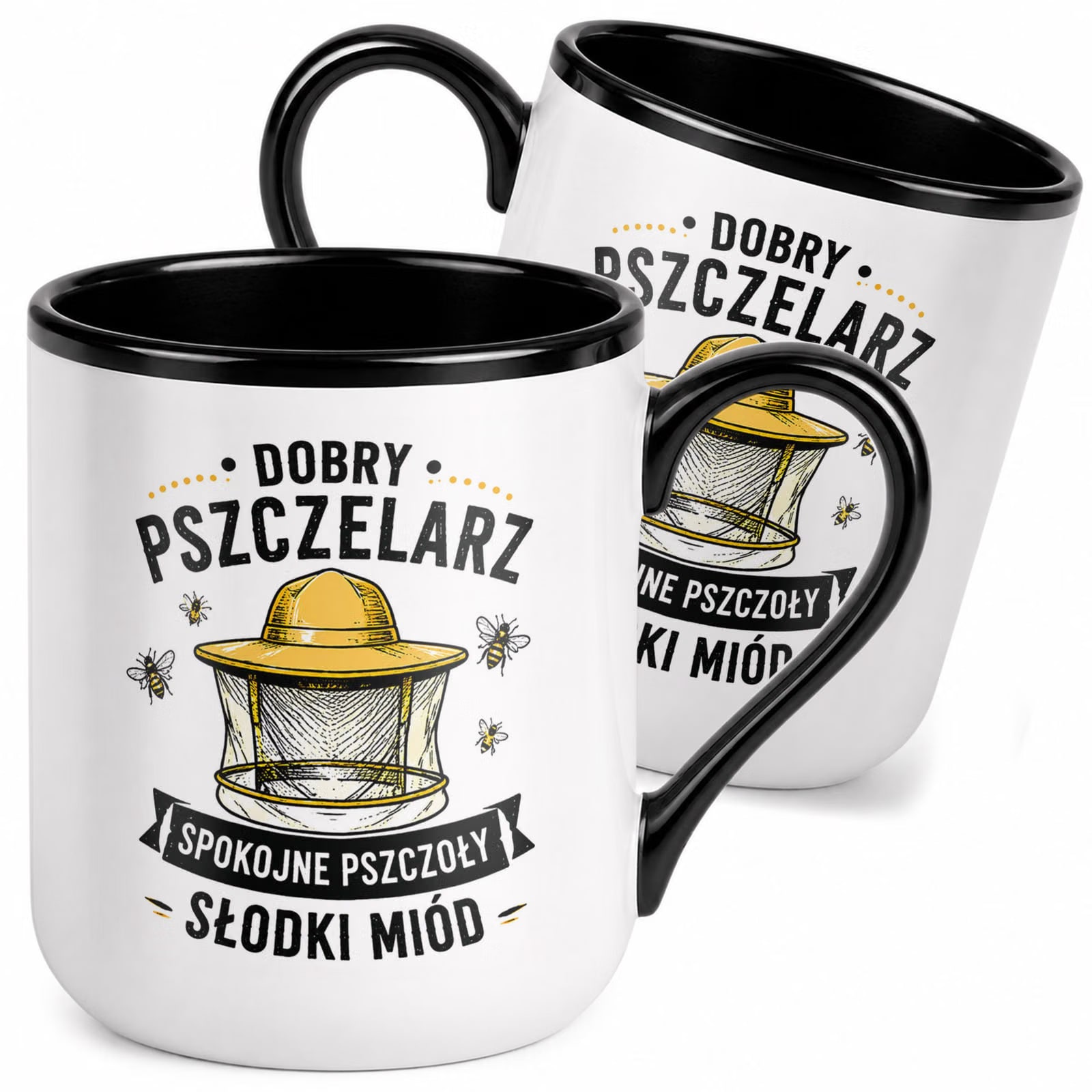 Kubek z nadrukiem Premium Czarny Dla Pszczelarza Szef Pasieki Prezent
