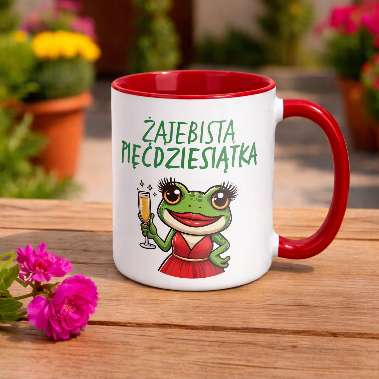 Kubek Czerwony Żajebista 50 Dla Kobiety Na Urodziny Prezent
