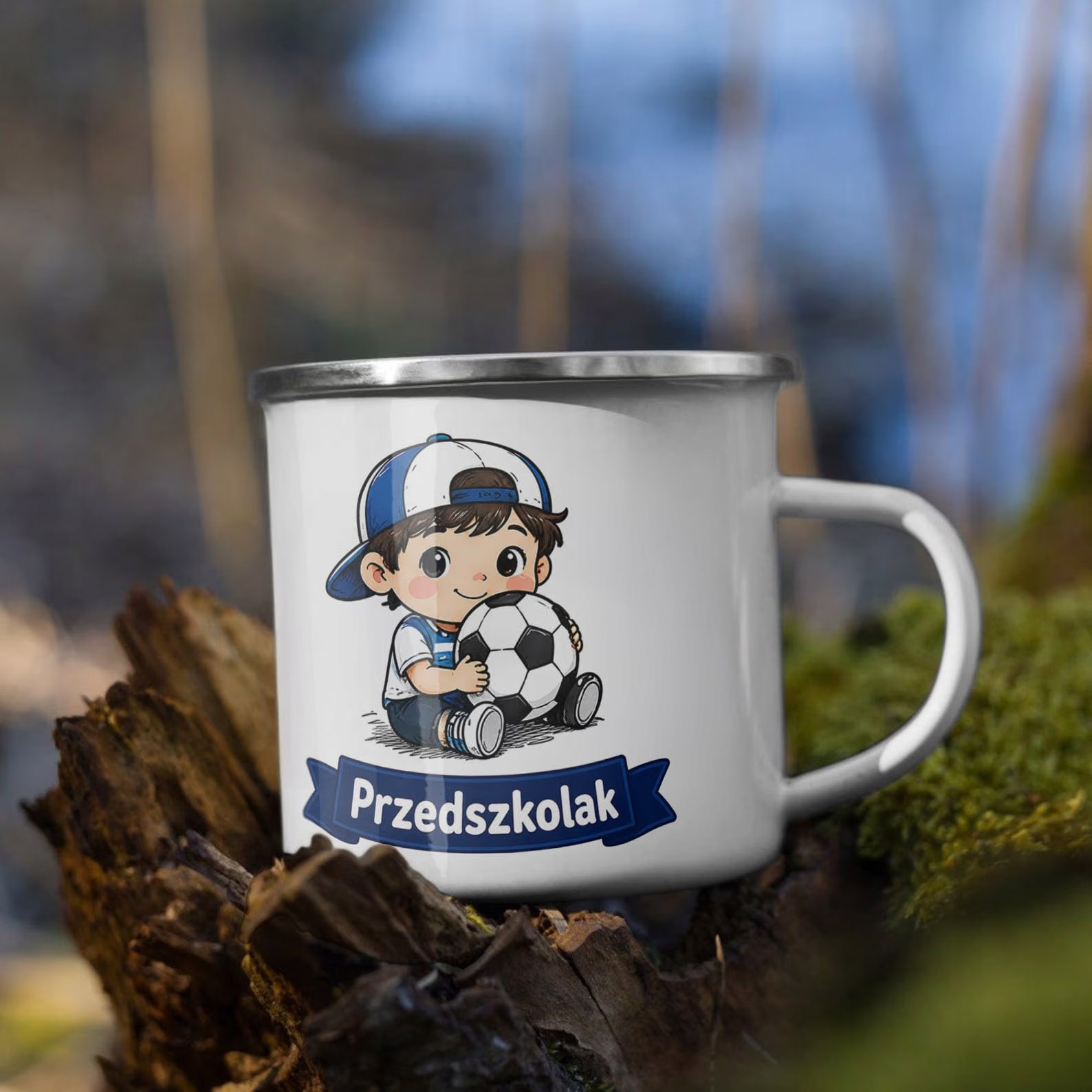 Zestaw Kubek Emaliowany Poduszka Z Nadrukiem Przedszkolak Szkoła Prezent