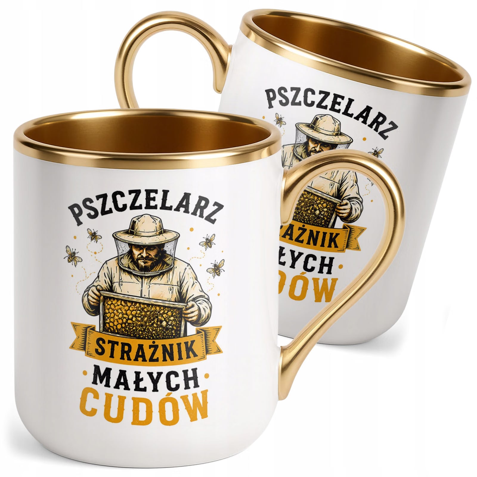 Kubek z nadrukiem Premium Złoty Dla Pszczelarza Szef Pasieki Prezent