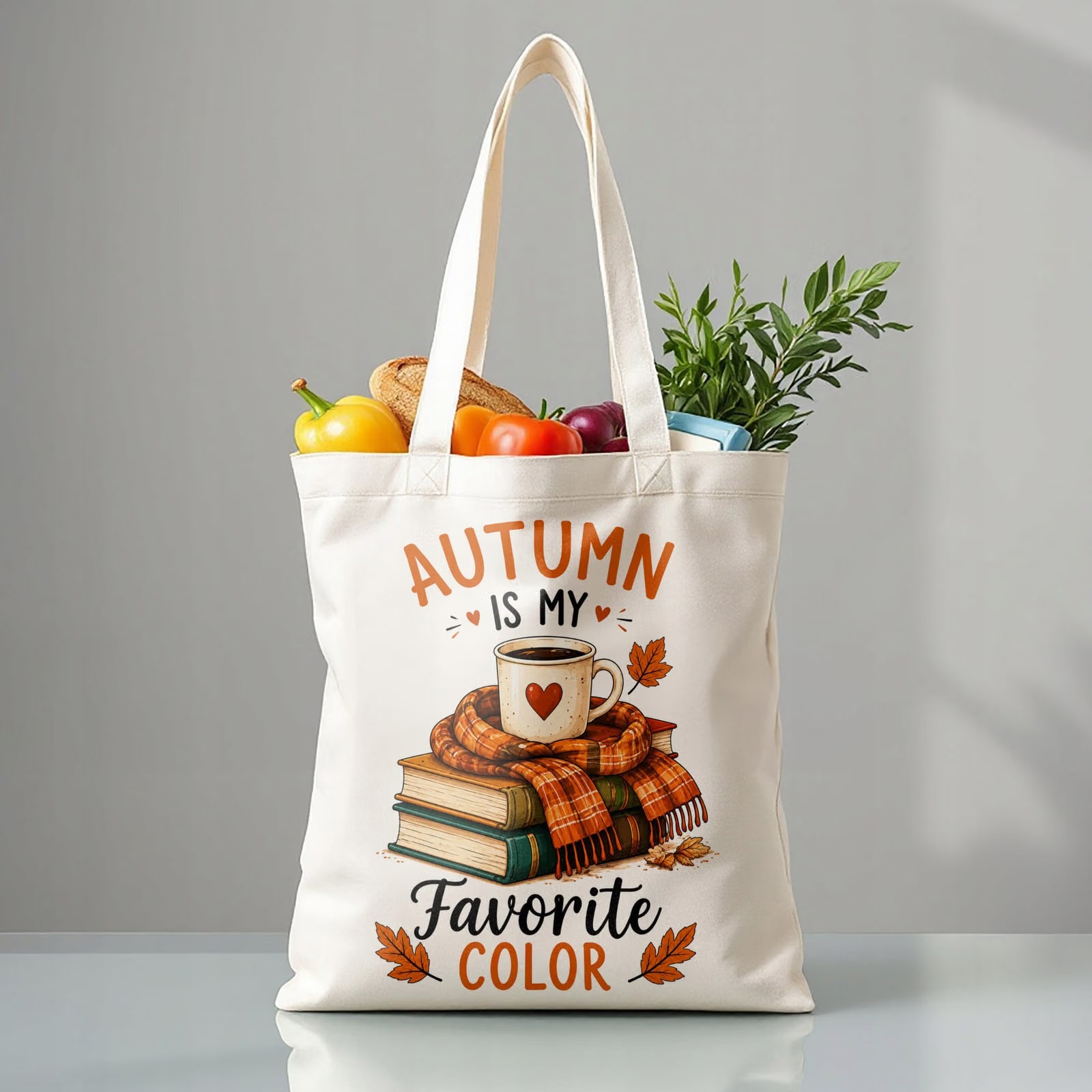 Torba shopper bawełniana jesień jesienna na zakupy z nadrukiem