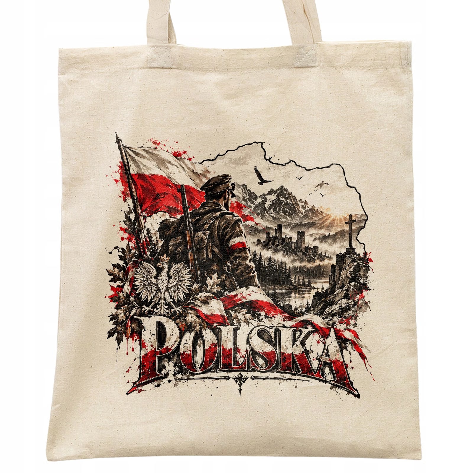 Torba shopper ecru patriotyczna święto niepodległości z nadrukiem