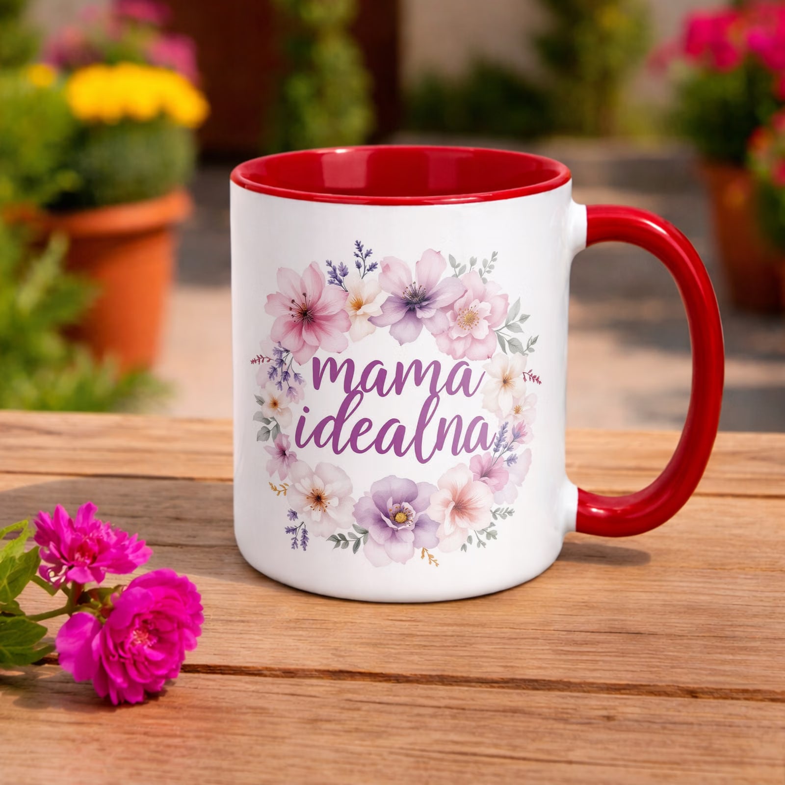 Kubek Czerwony Dzień Matki Dla Mamy Prezent Upominek Mama Idealna