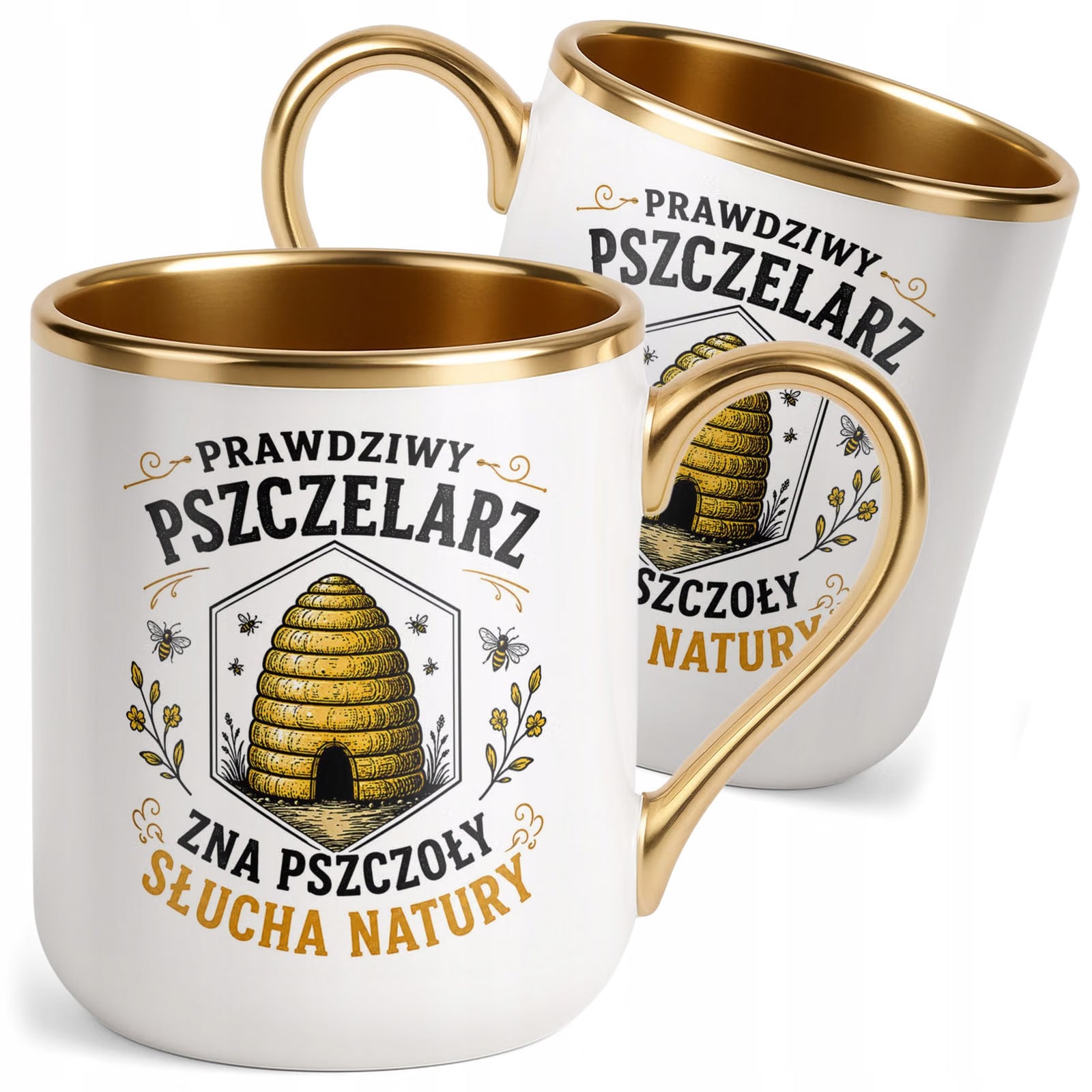 Kubek z nadrukiem Premium Złoty Dla Pszczelarza Szef Pasieki Prezent