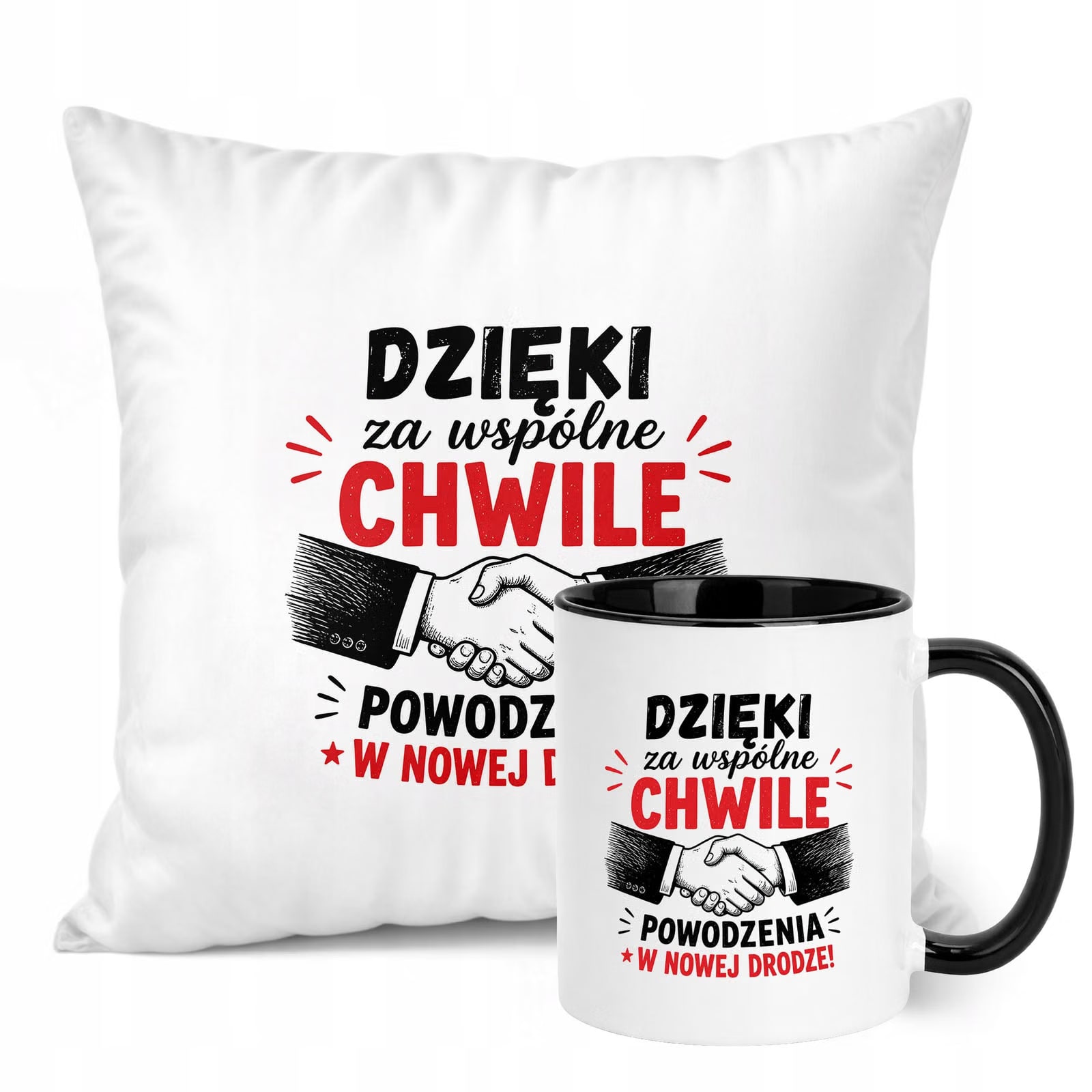 Zestaw Kubek Czarny Poduszka Z Nadrukiem Odejście z Pracy Prezent
