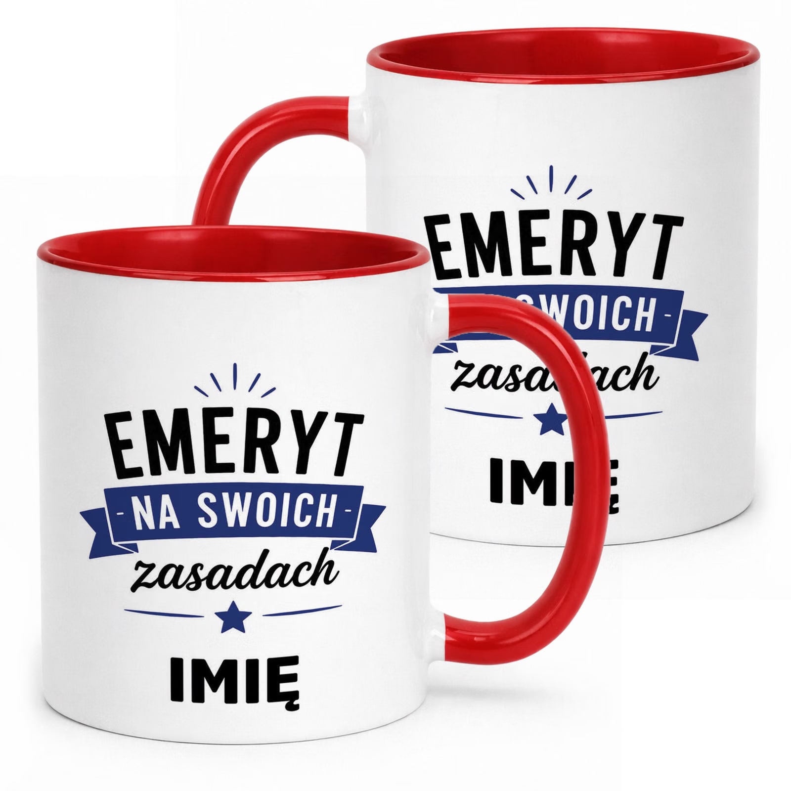 Kubek Czerwony Personalizowany z Nadrukiem Emerytura Dla Emeryta Prezent