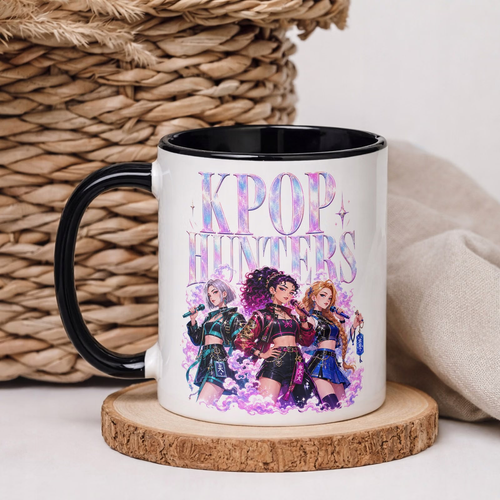 Kubek Czarny z nadrukiem ŁOWCZYNIE KPOP Dla Dzieci Prezent Upominek