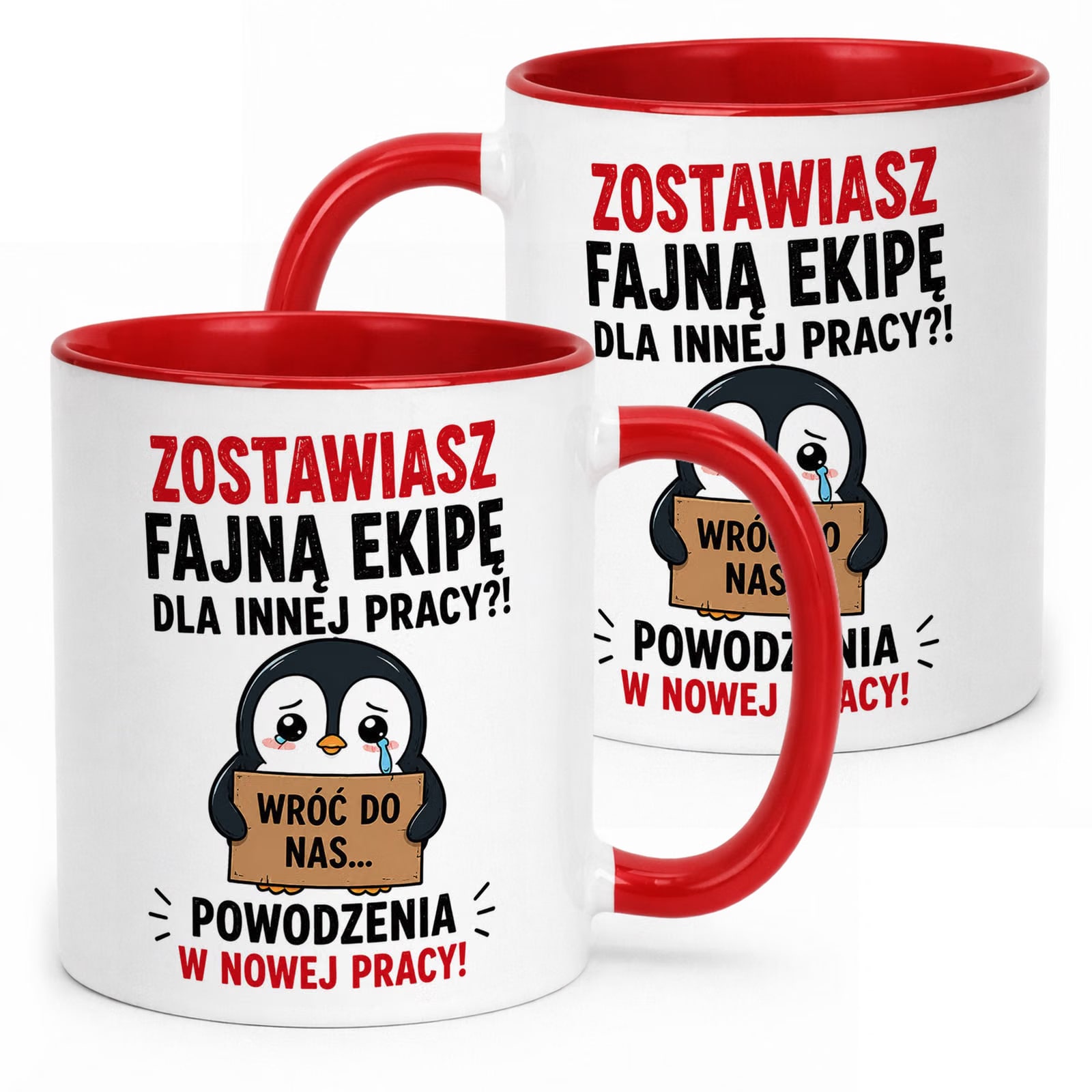 Kubek Czerwony z nadrukiem Pożegnanie Odejście z Pracy Upominek Prezent
