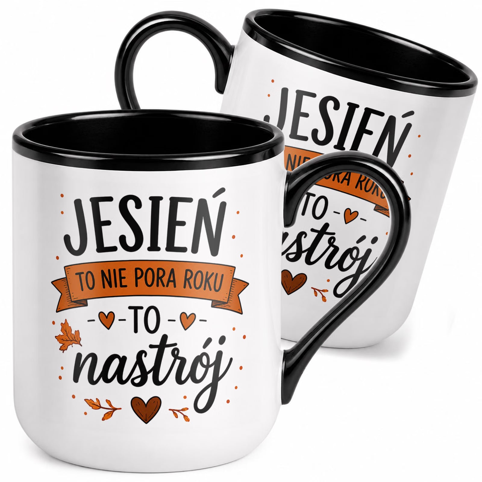 Kubek z nadrukiem Premium Czarny Jesienny Jesień Upominek Prezent