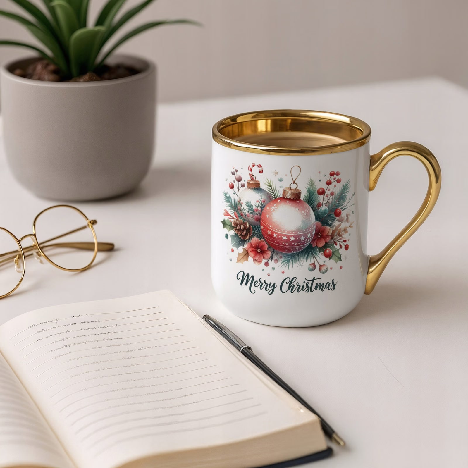 Kubek Premium Złoty Boże Narodzenie Mikołajki Merry Christmas Prezent