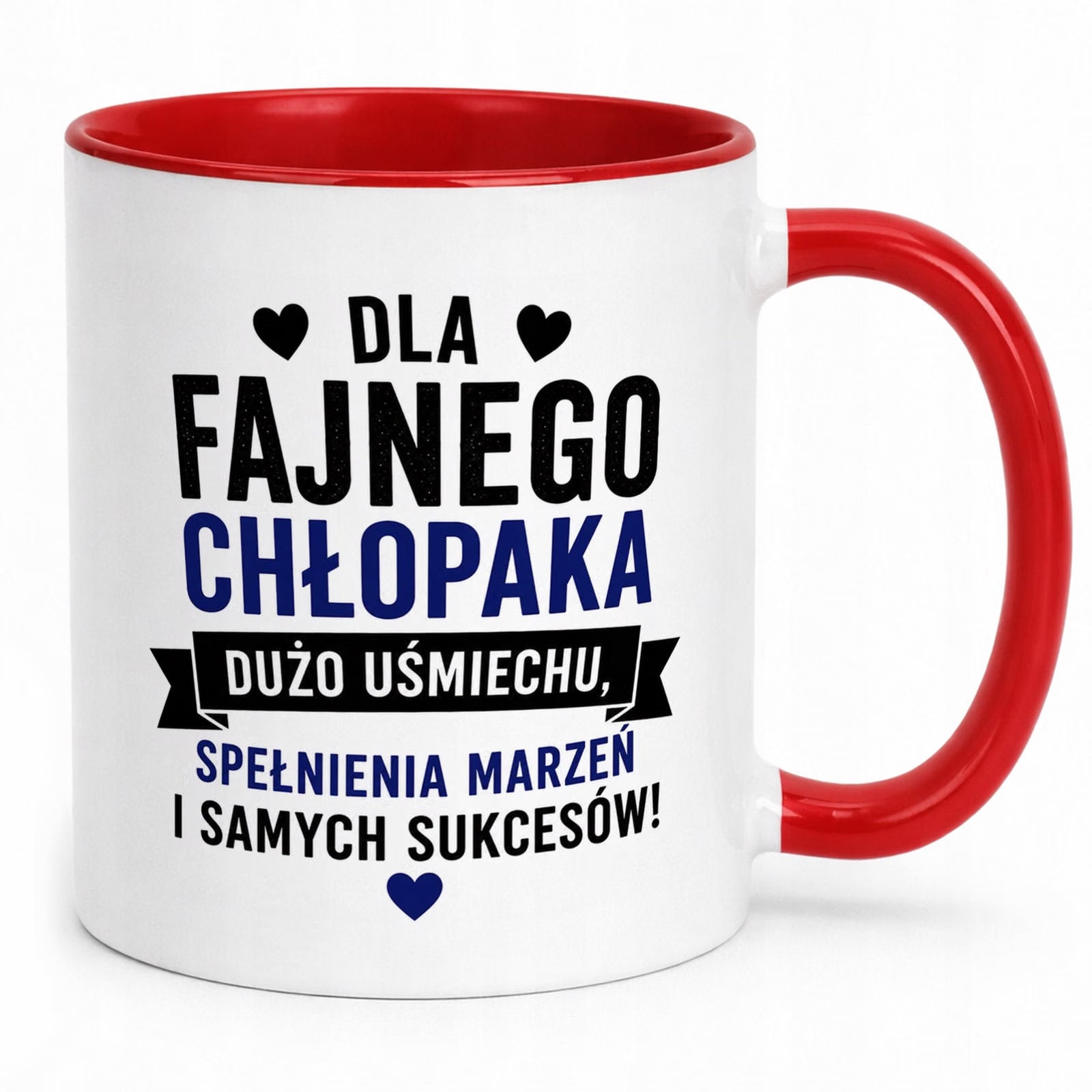 Czerwony Kubek z nadrukiem Dzień Chłopaka Mężczyzny Upominek Prezent