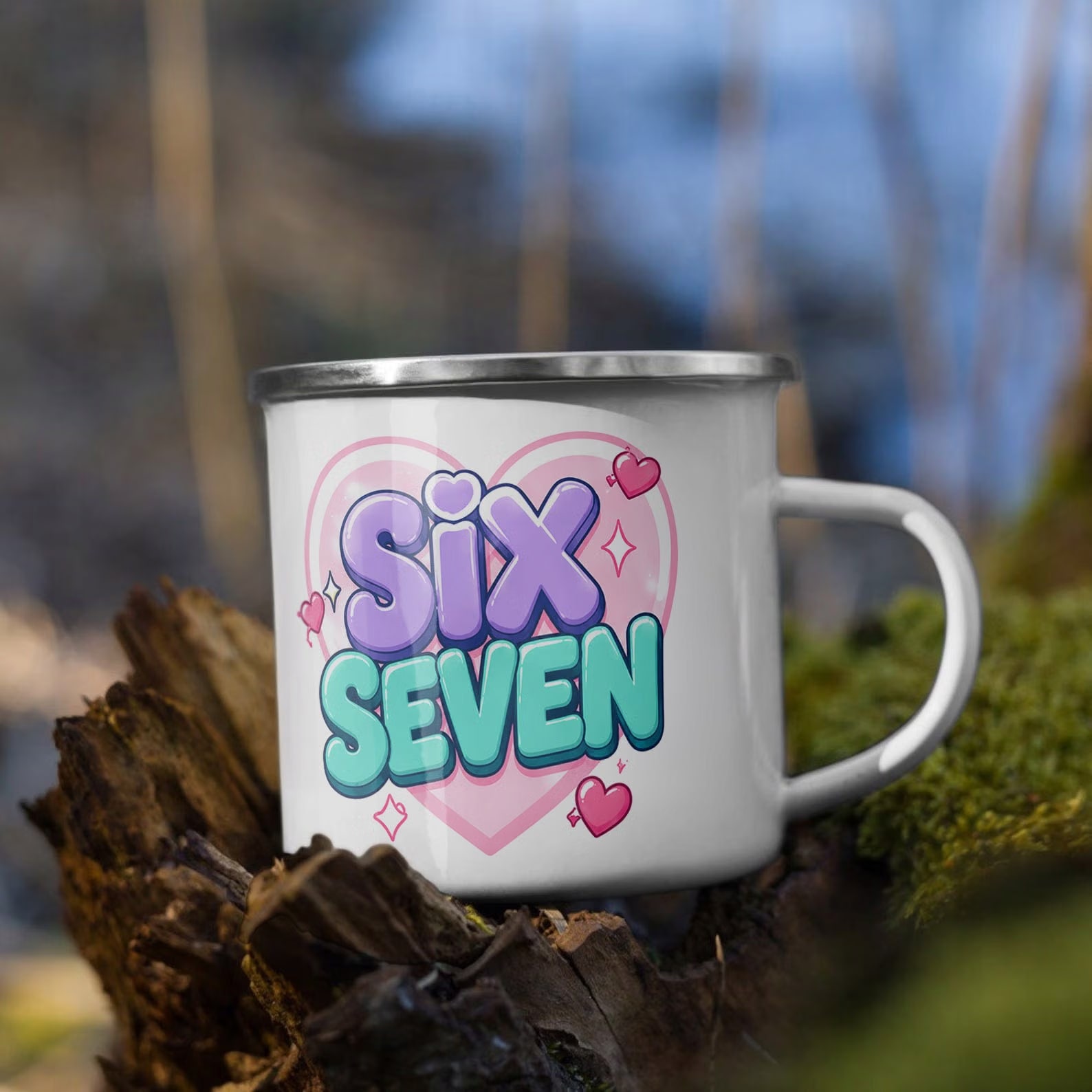 Zestaw Kubek Emaliowany Poduszka Z Nadrukiem SIX SEVEN Prezent