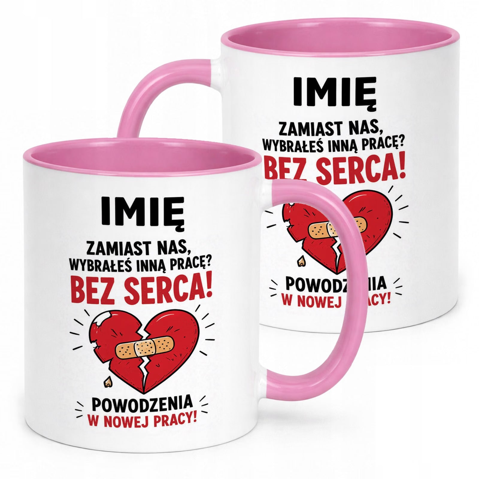 Kubek Różowy Personalizowany z Nadrukiem Pożegnanie Odejście z Pracy