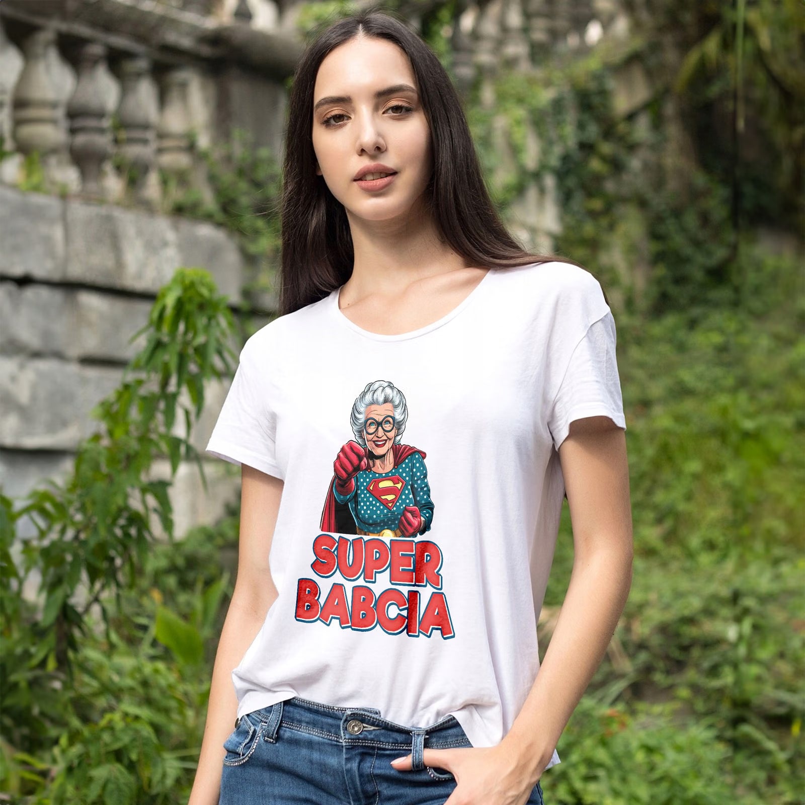 Koszulka Damska T-shirt Na Dzień Babci Prezent Super Babcia