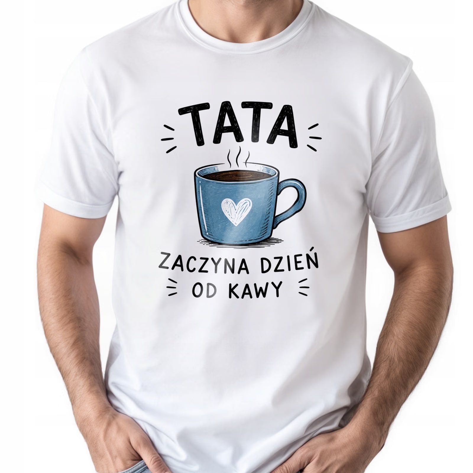 Koszulka biała męska prezent dla taty na Dzień Ojca upominek r. S