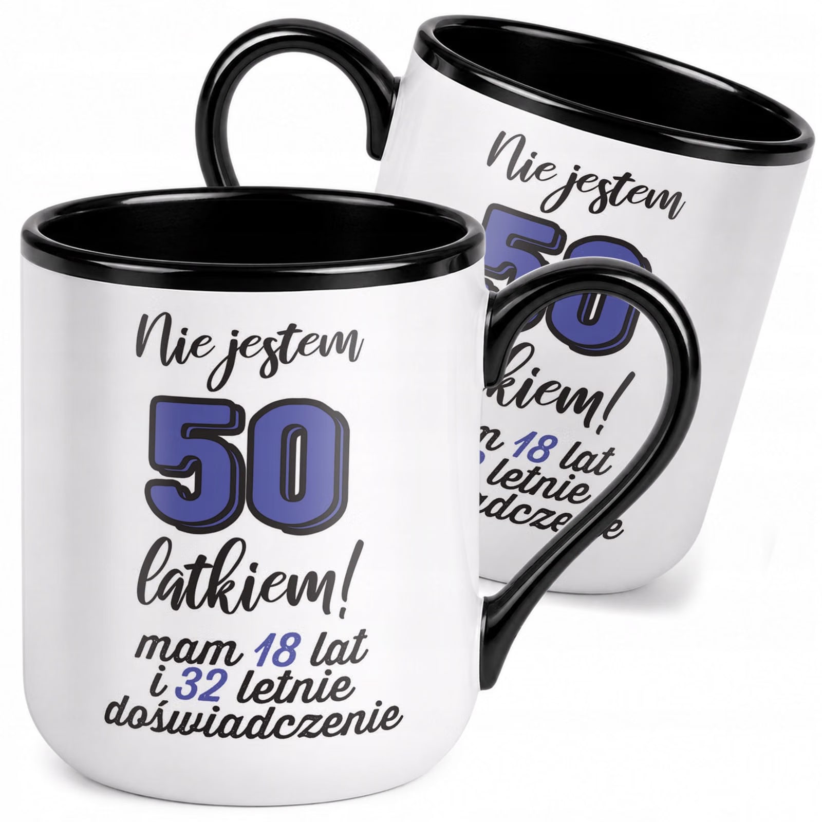 Kubek z nadrukiem Premium Czarny Na 50 Urodziny Upominek Prezent