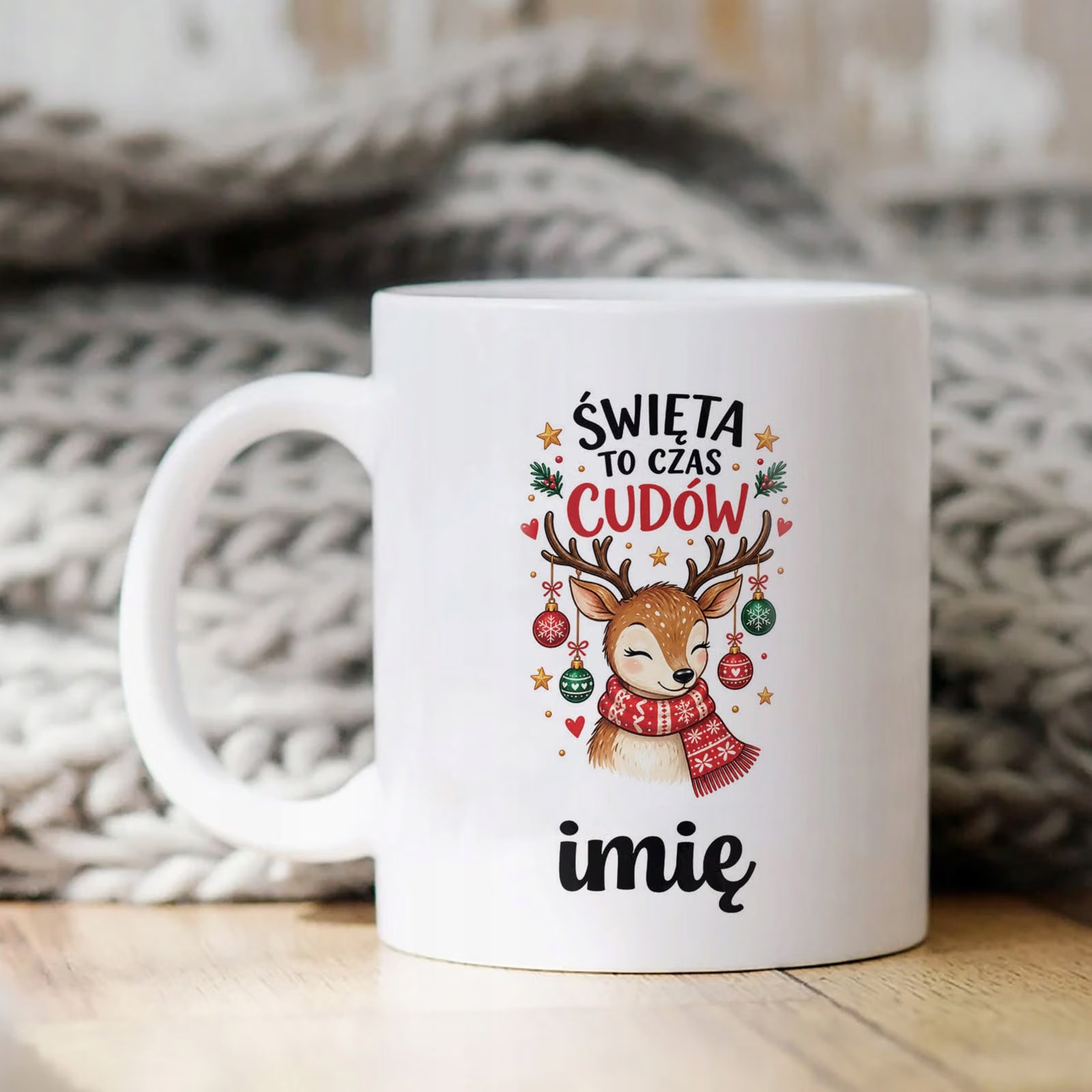 Kubek Biały Personalizowany z Nadrukiem Boże Narodzenie Święta Prezent