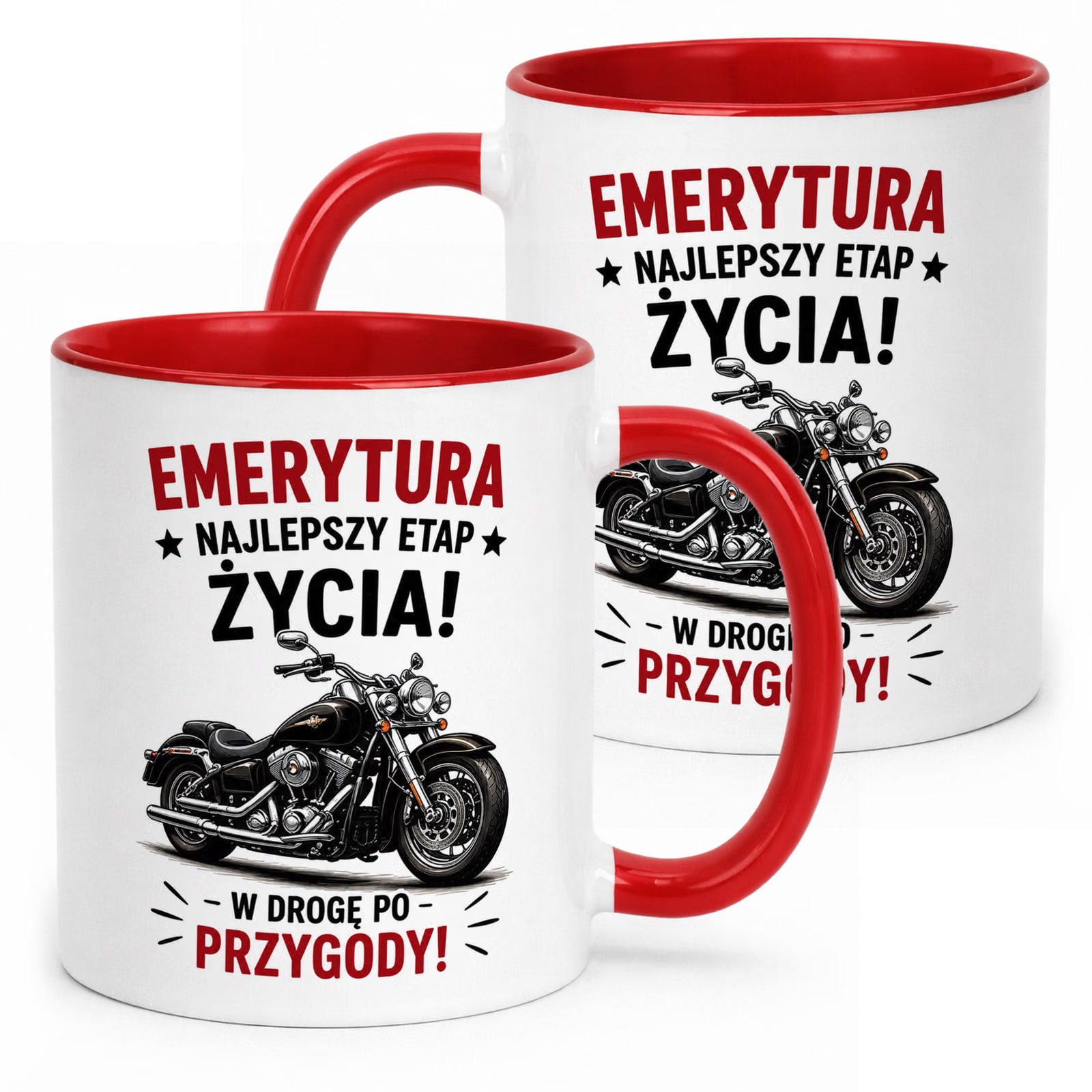Kubek Czerwony z nadrukiem Emerytura Dla Emeryta Upominek Prezent