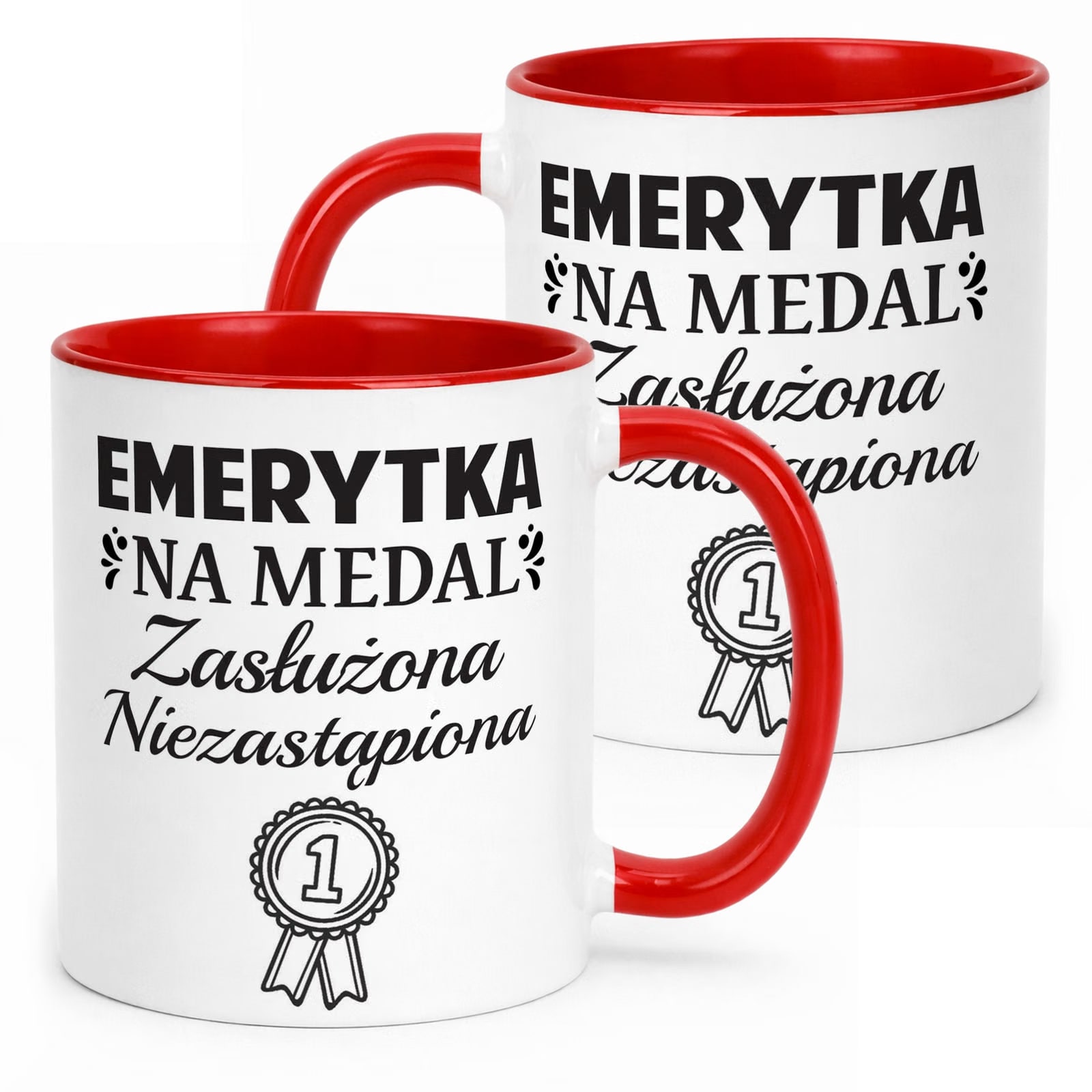 Kubek Czerwony z okazji Emerytury Dla Emerytki Prezent Upominek