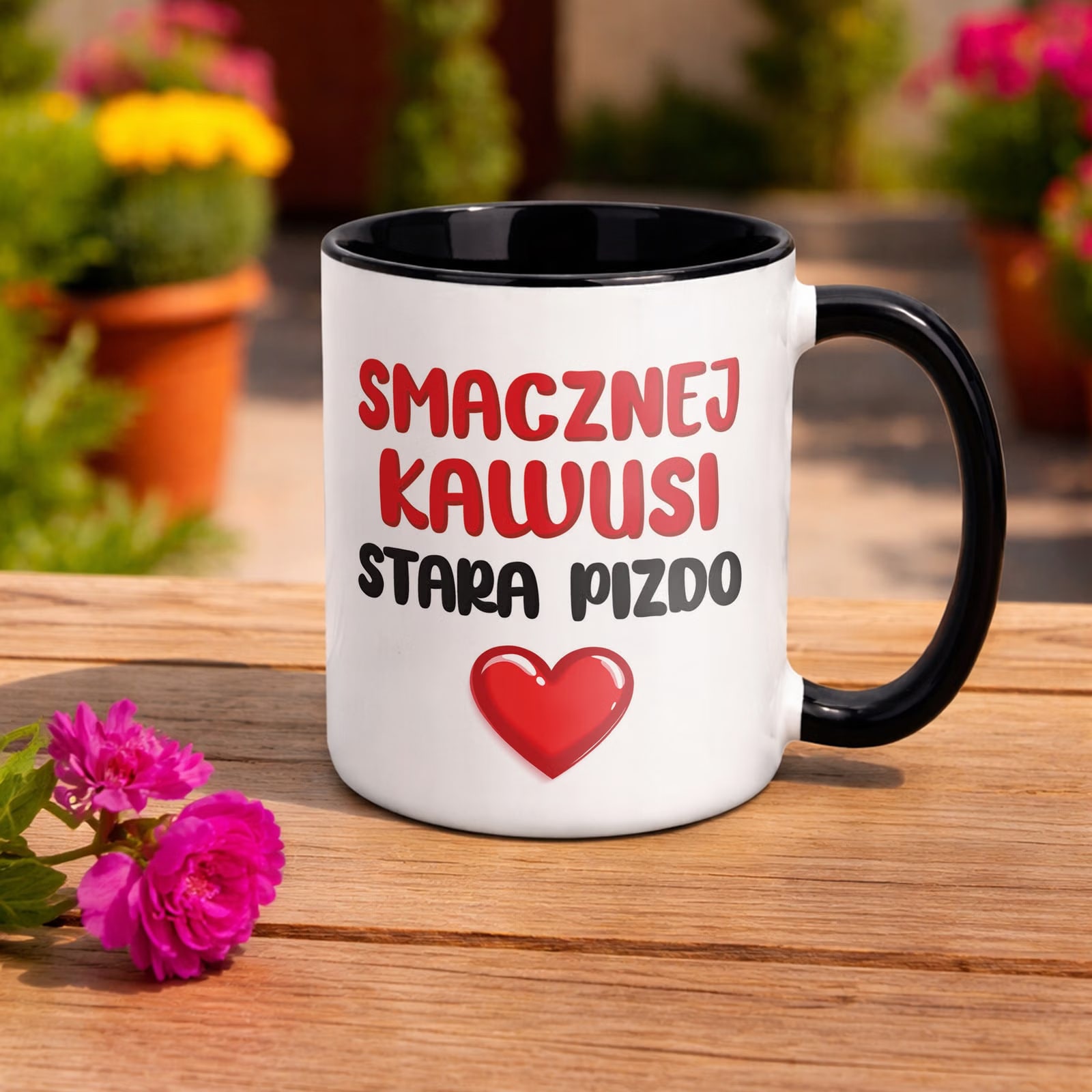 Kubek Czarny Smacznej Kawus Stara Piz*o Śmieszny Zabawny Prezent