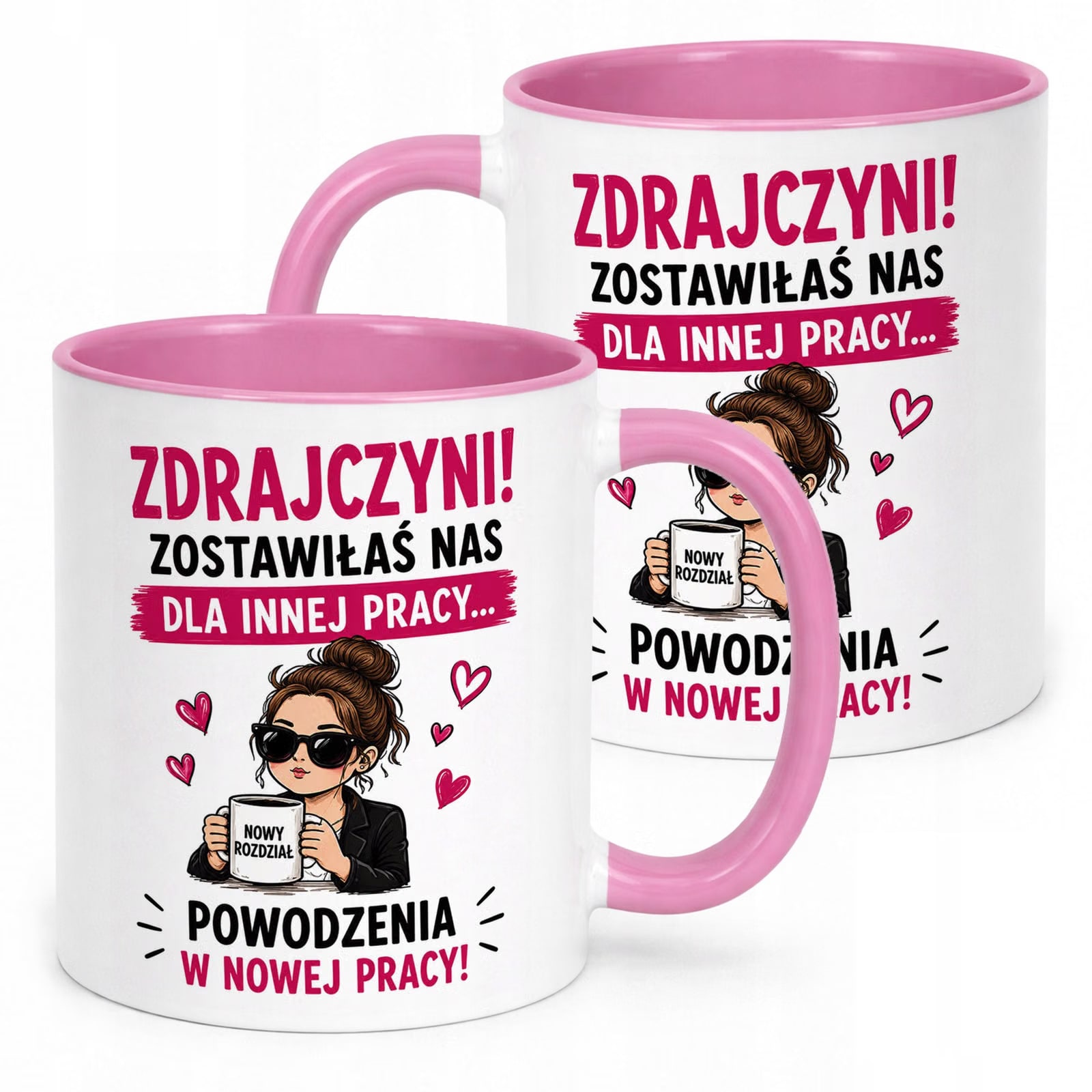 Kubek Różowy z nadrukiem Pożegnanie Odejście z Pracy Dla Koleżanki