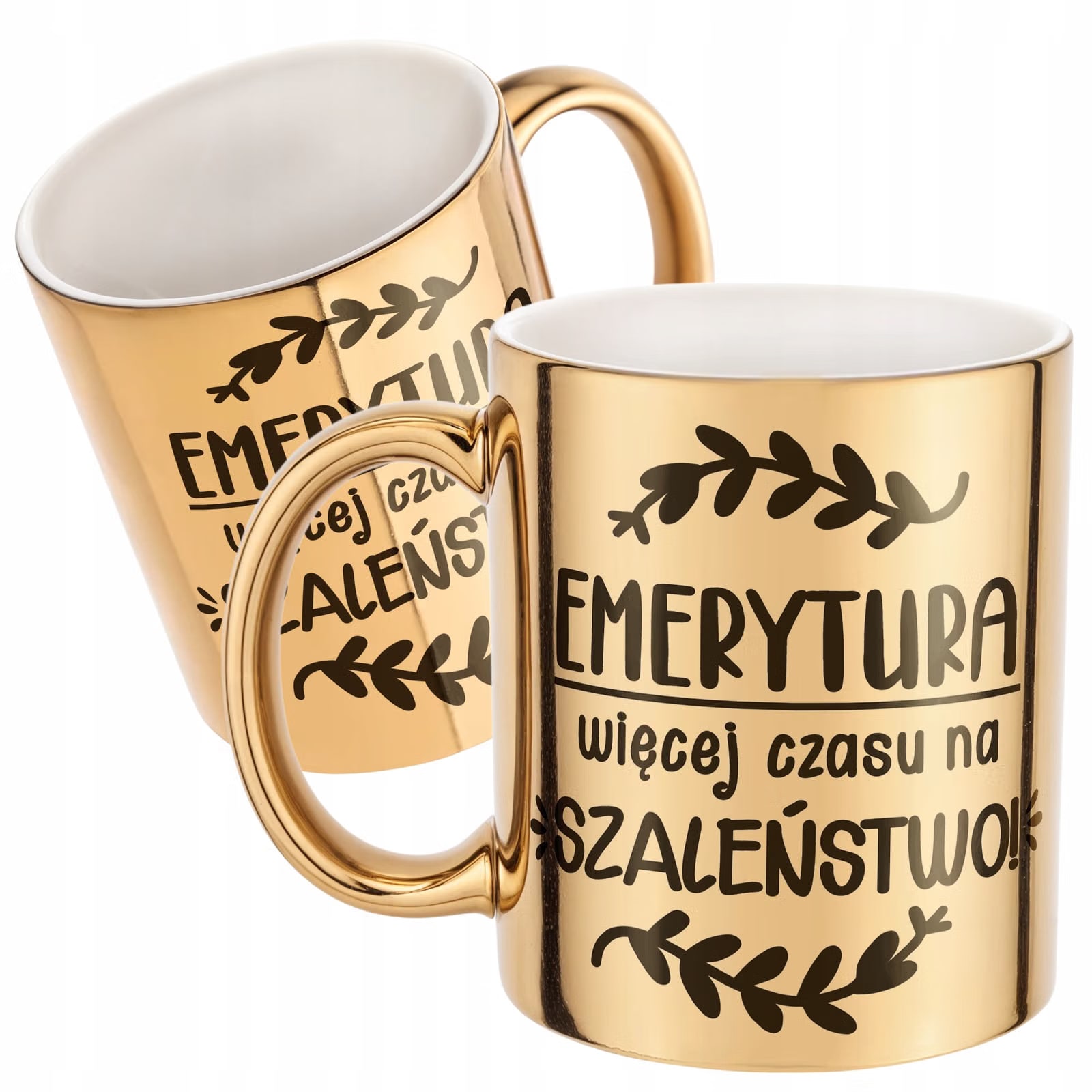 Złoty Kubek ceramiczny z okazji Emerytury Dla Emeryta Emerytki Prezent