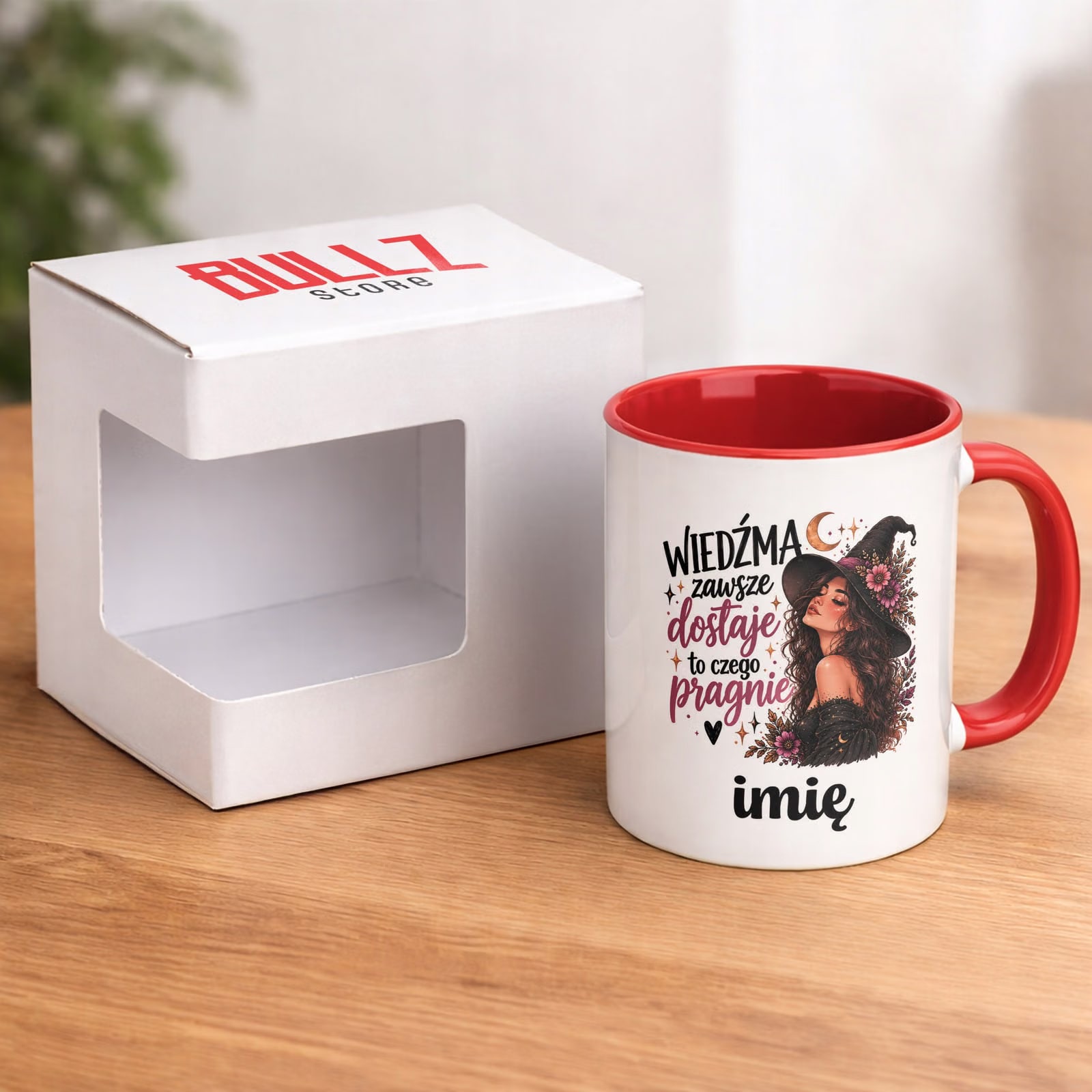 Kubek Czerwony Personalizowany z Nadrukiem Dla Kobiet Czarownica Wiedźma