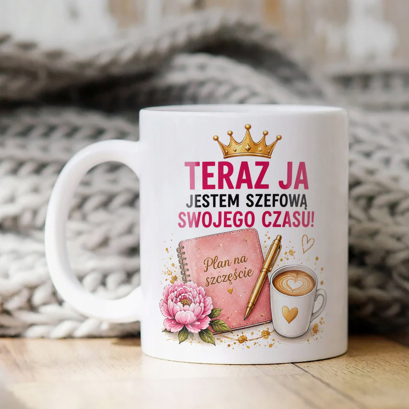 Biały Kubek z nadrukiem Emerytura Dla Emerytki Upominek Prezent