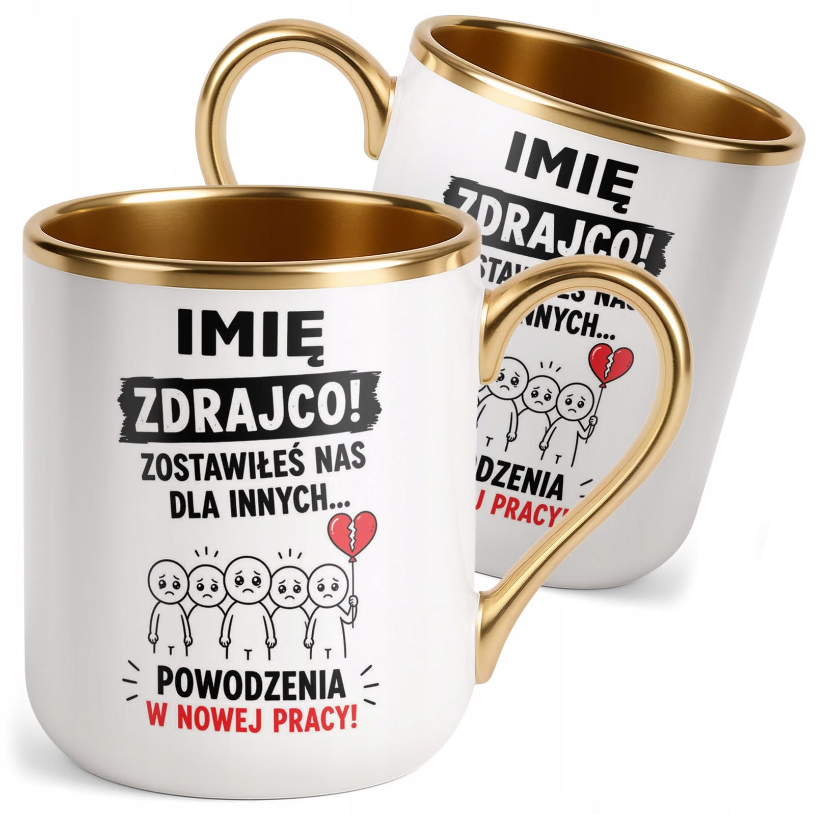 Kubek Personalizowany z nadrukiem Premium Złoty Odejście z Pracy