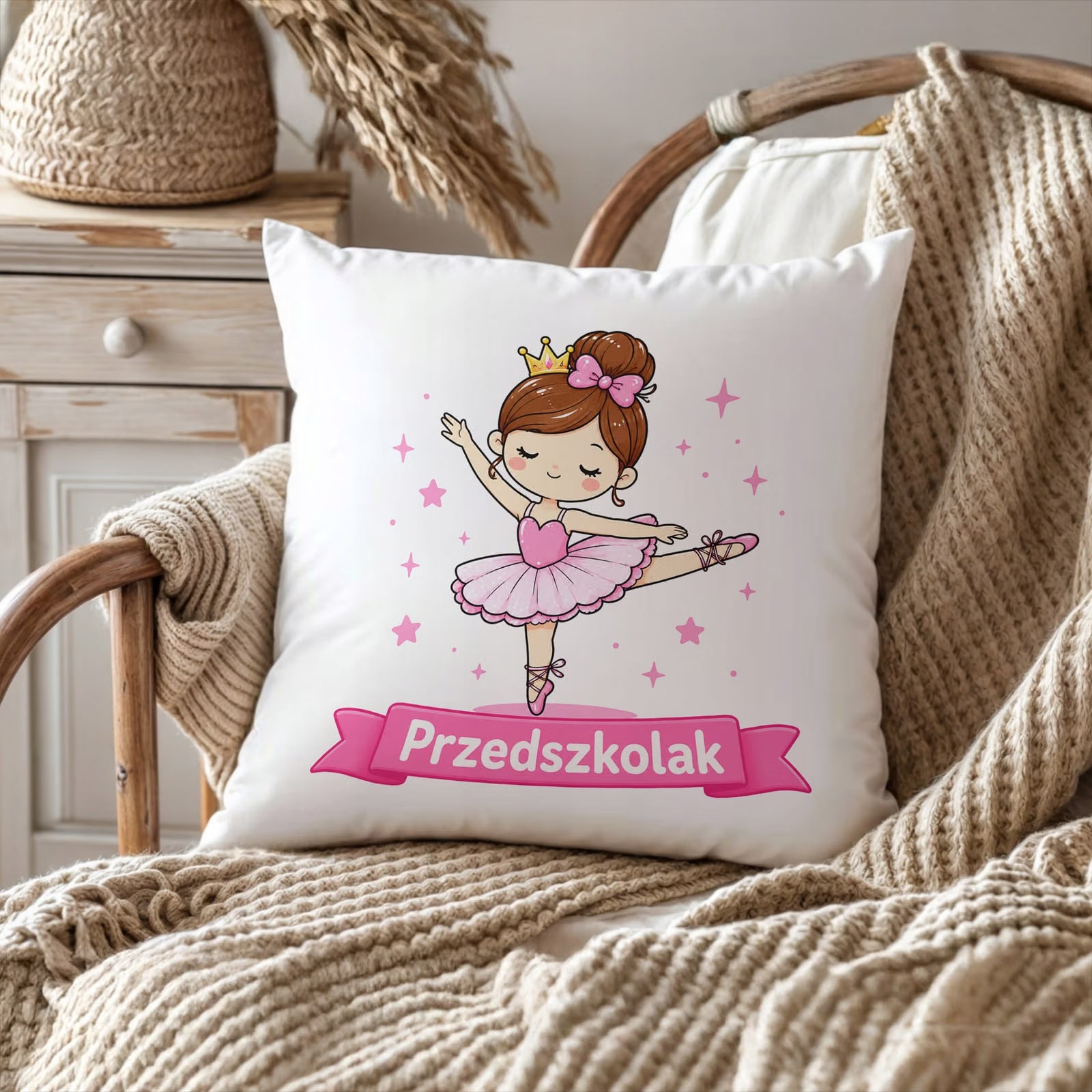 Poduszka Jasiek z nadrukiem 38x38cm Przedszkolak Dla Dzieci Prezent