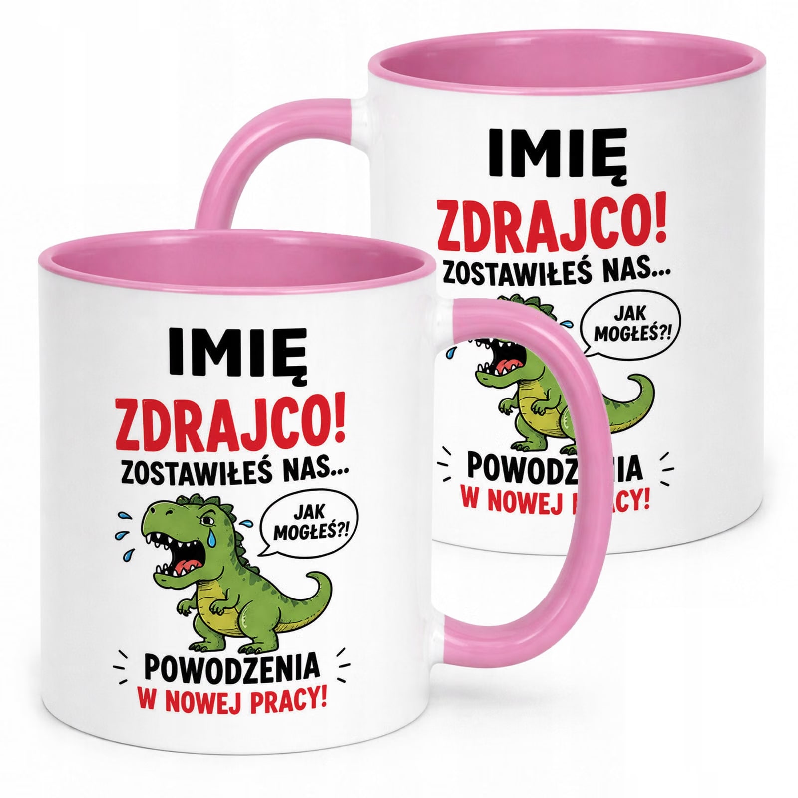 Kubek Różowy Personalizowany z Nadrukiem Pożegnanie Odejście z Pracy