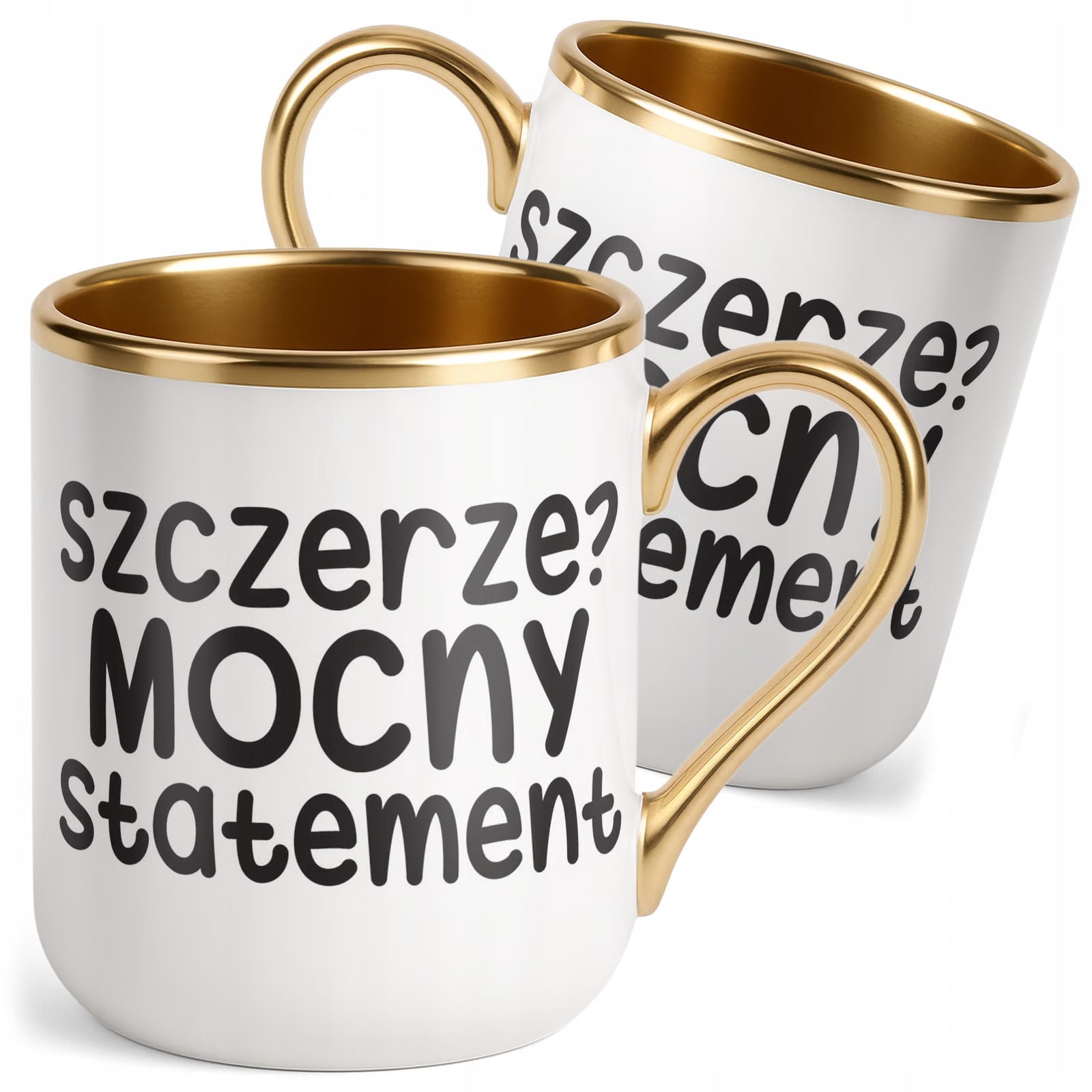 Kubek Premium Złoty Szczerze Mocny Statement Śmieszny Zabawny Prezent