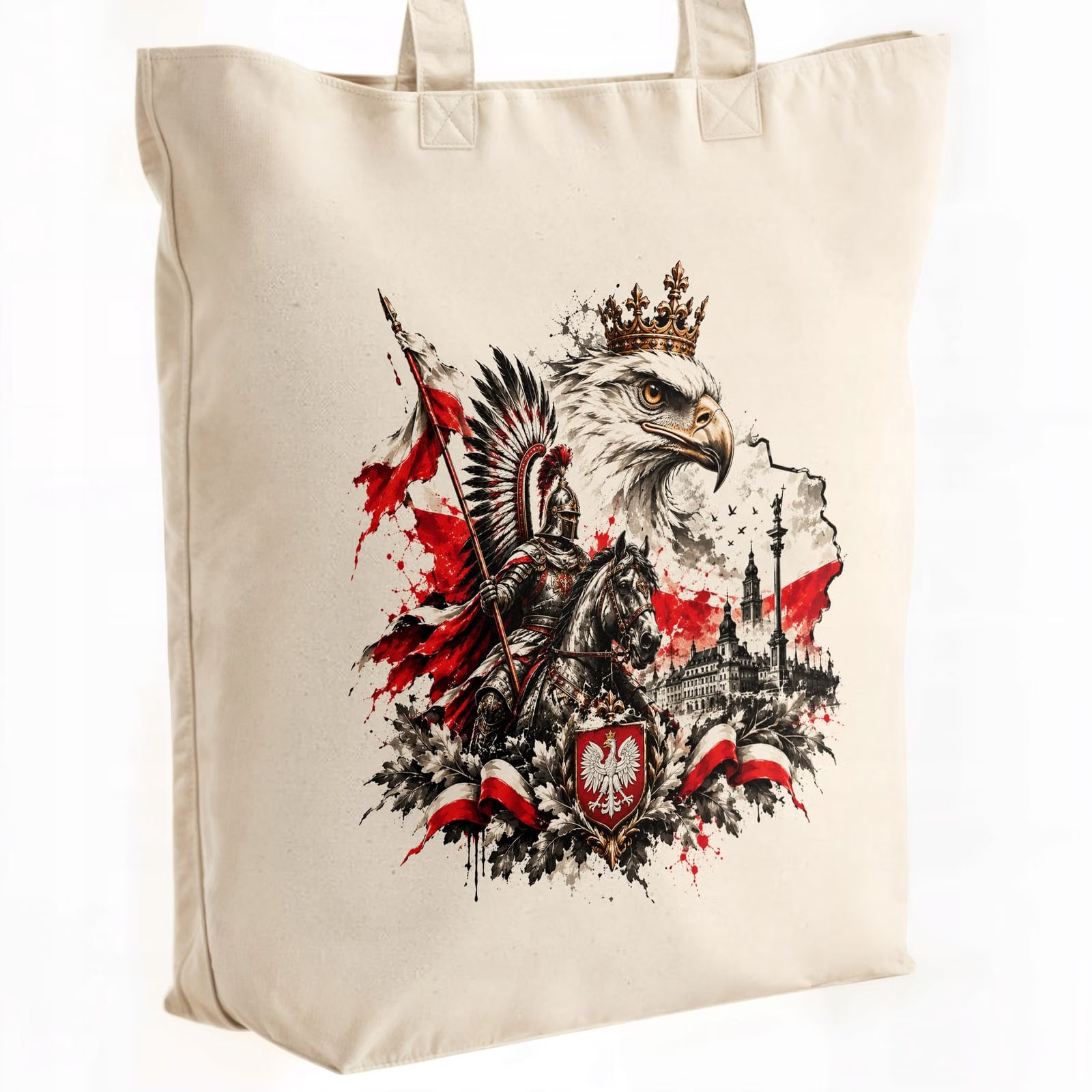 Torba shopper ecru premium patriotyczna święto niepodległości z nadrukiem