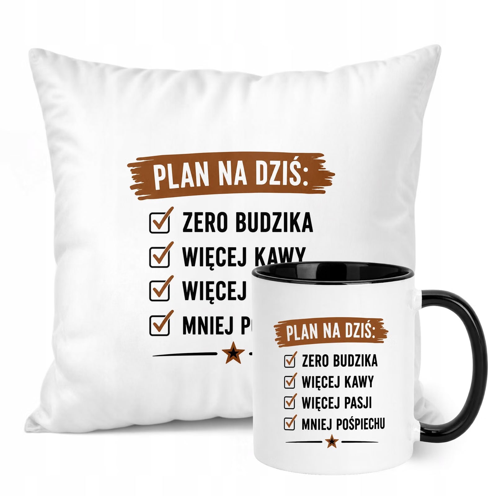 Zestaw Kubek Czarny Poduszka Z Nadrukiem Emerytura Dla Emeryta Prezent