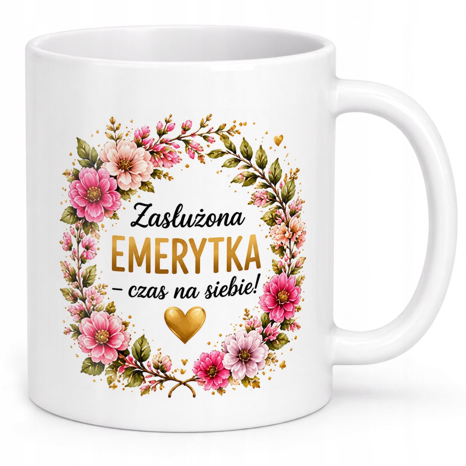 Biały Kubek z nadrukiem Emerytura Dla Emerytki Upominek Prezent