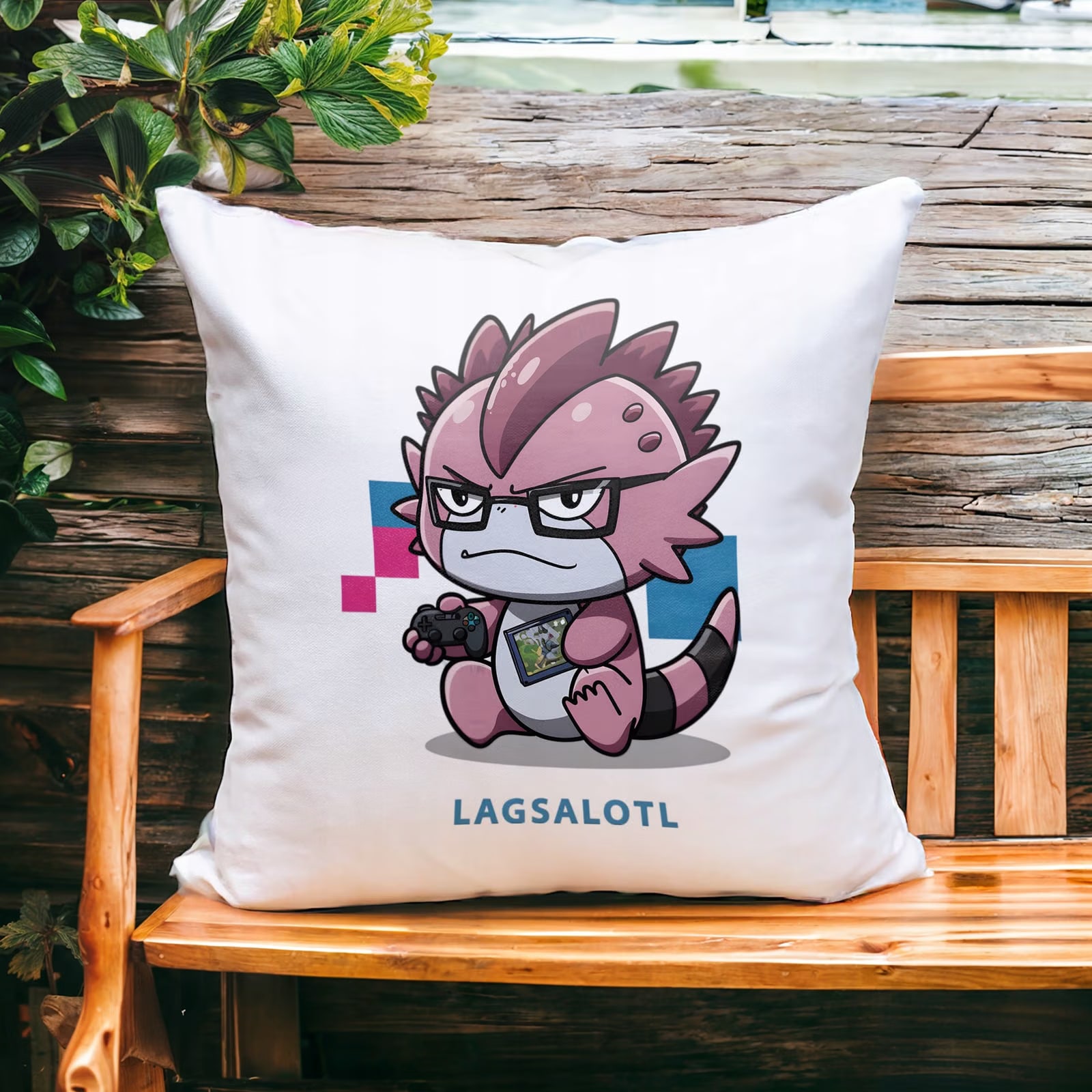 Poduszka dla dziecka różowa Aksolotl Axolotl Różowy Zwierzak Trend Viral