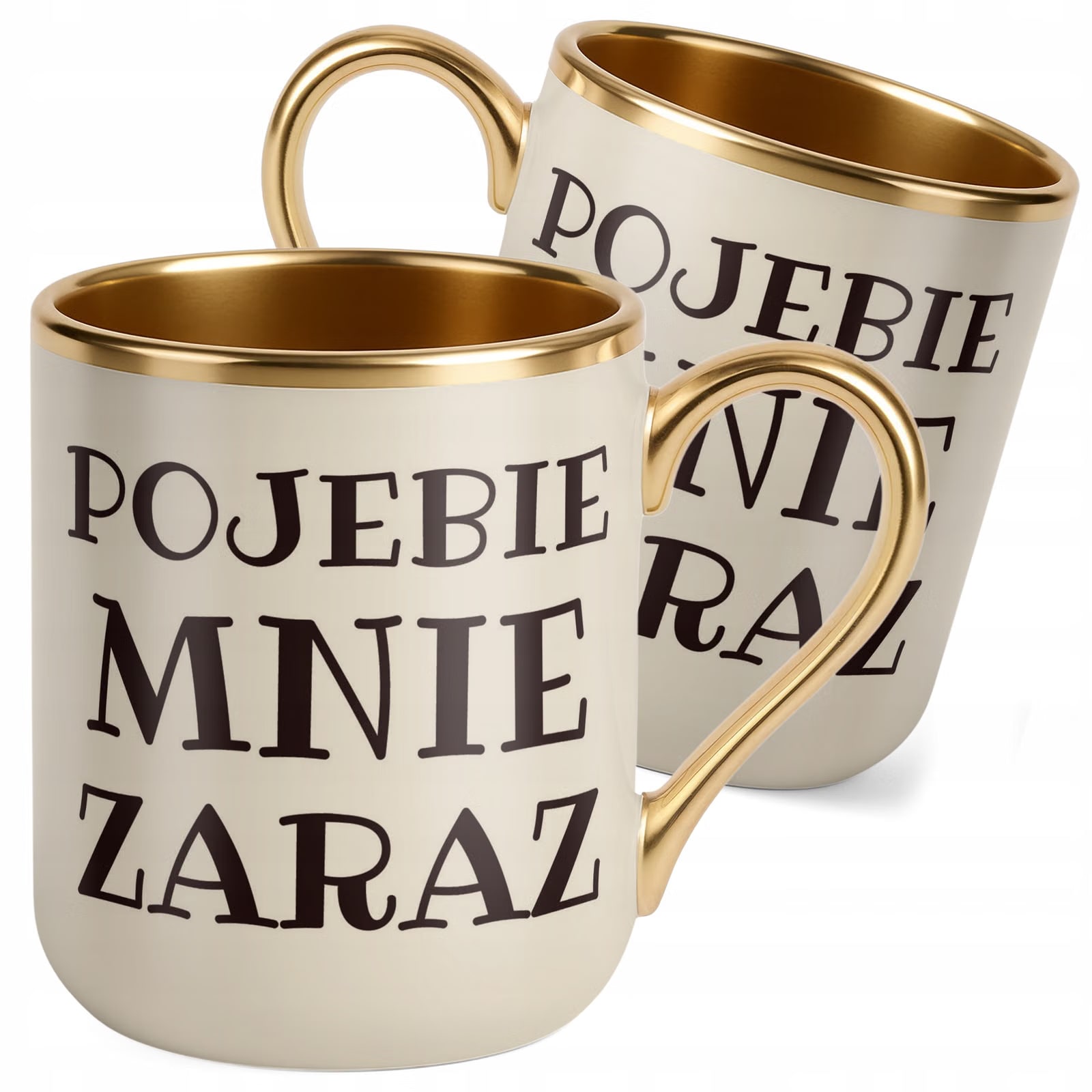 Kubek Premium Złoty Ecru P**ebie Mnie Zaraz Śmieszny Zabawny Prezent
