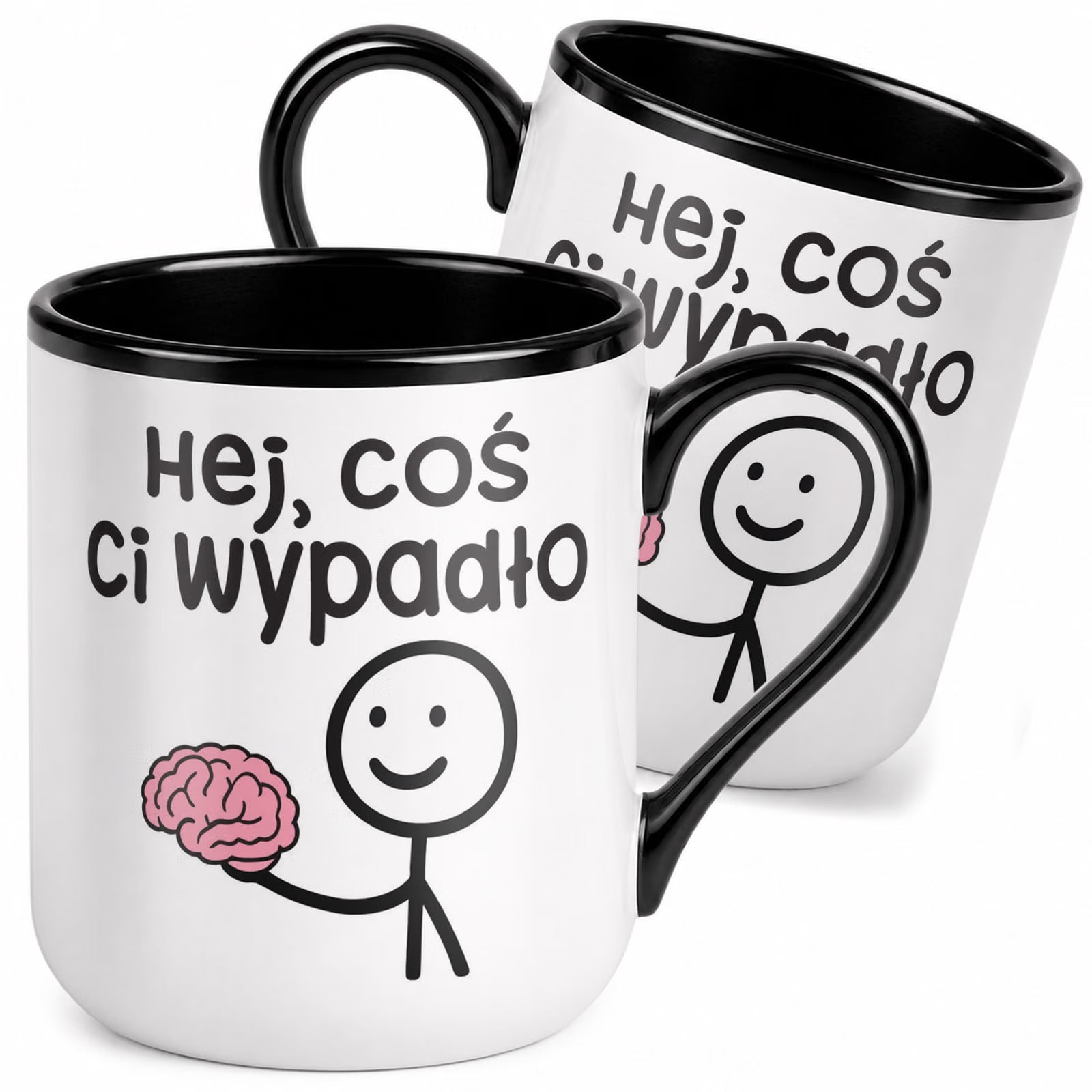 Kubek z nadrukiem Premium Czarny Hej Coś Ci Wypadło Upominek Prezent