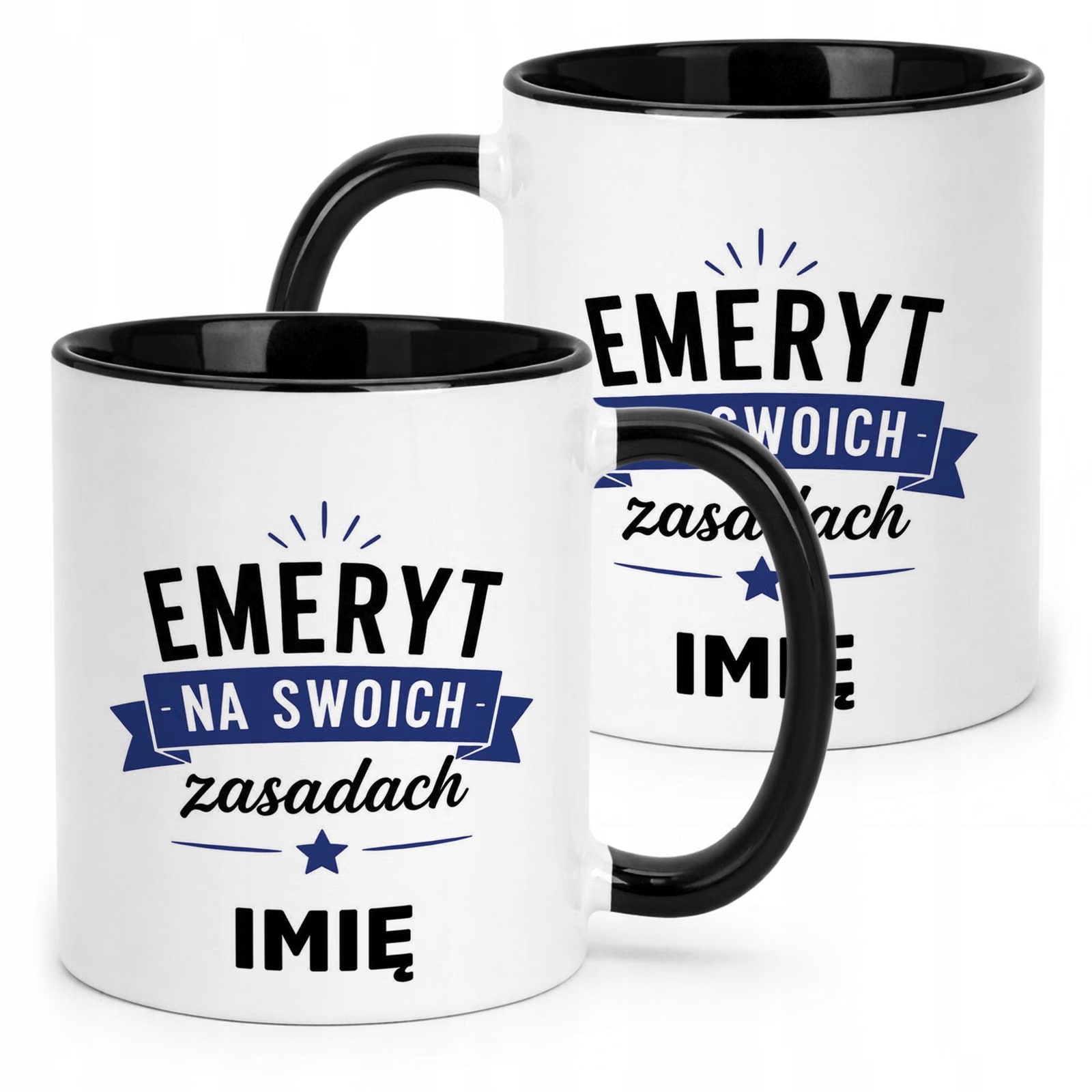 Kubek Czarny Personalizowany z Nadrukiem Emerytura Dla Emeryta Prezent