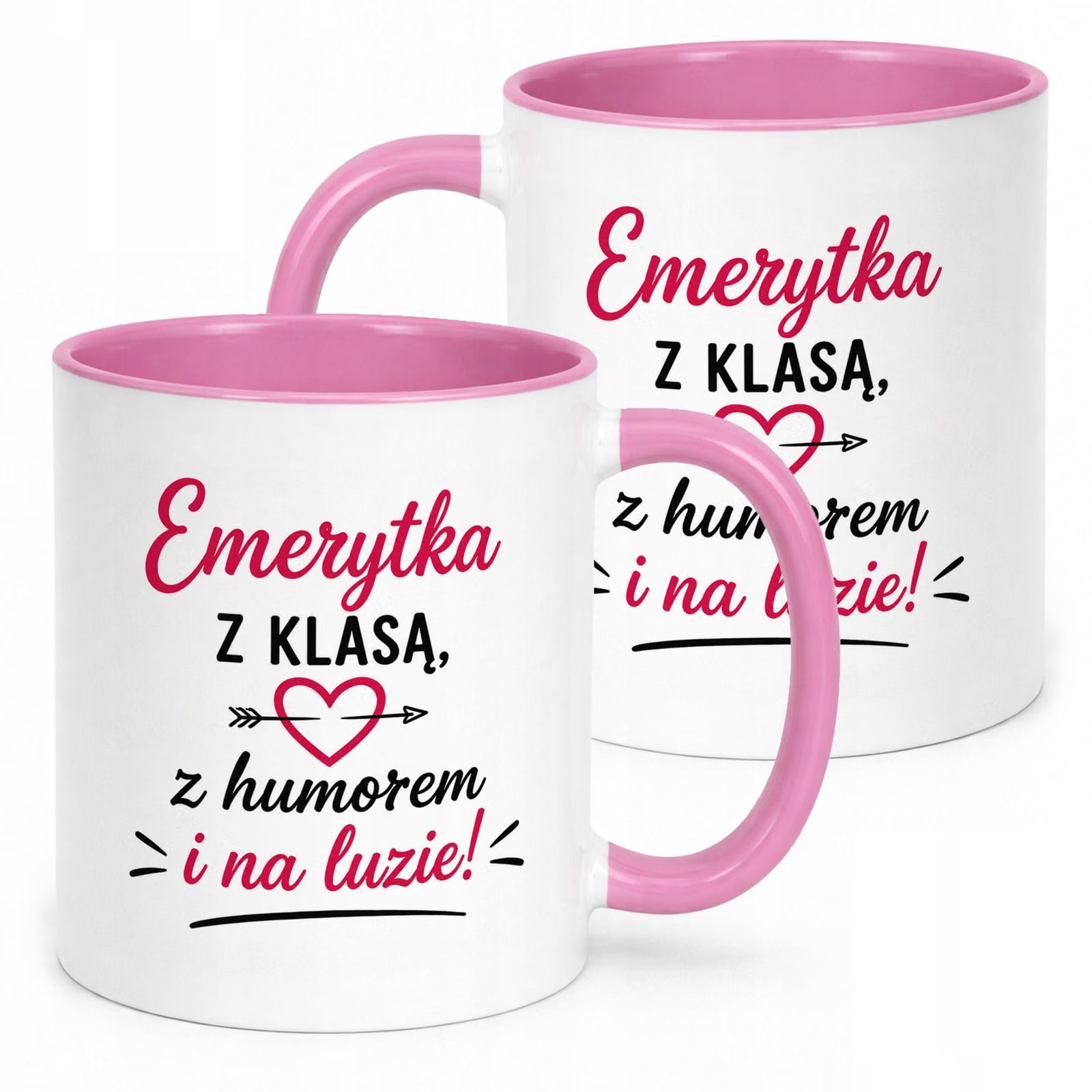 Kubek Różowy z nadrukiem Emerytura Dla Emerytki Upominek Prezent